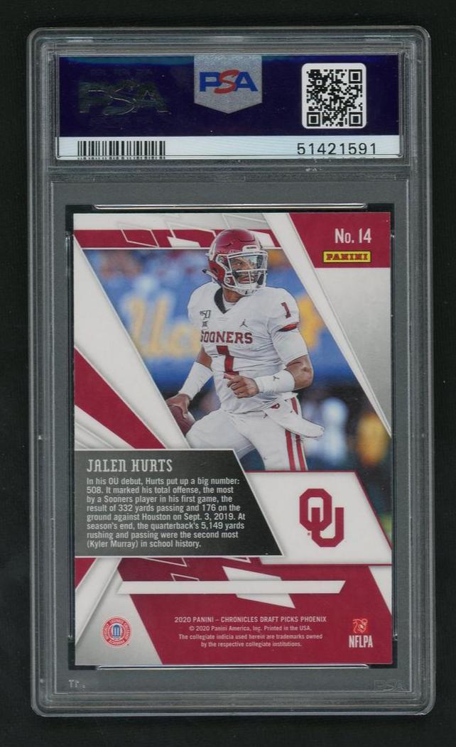 2020 Panini Phoenix Draft Picks Jalen Hurts #14 PSA 10