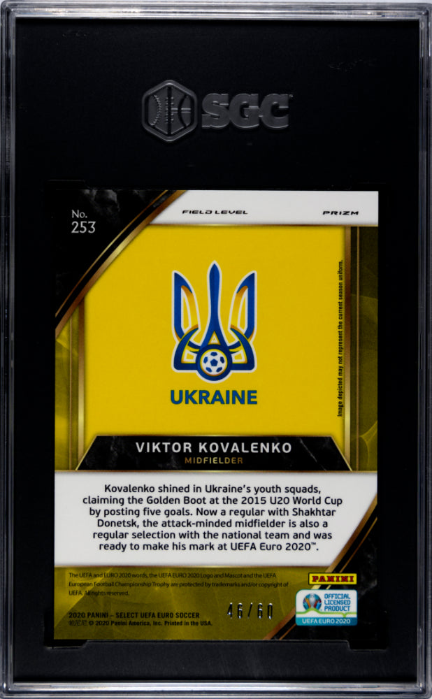 2020 Panini Select UEFA Euro White Prizm Viktor Kovalenko #253 /60 SGC 9