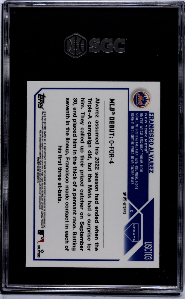 2023 Topps Chrome Update #USC103 Francisco Alvarez SGC 9.5