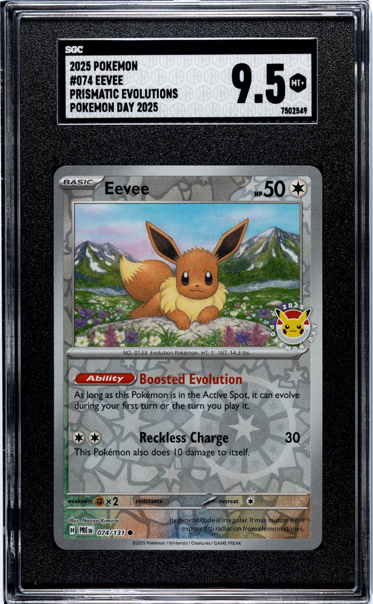 2025 Pokemon #074/131 Eevee Prismatic Evolutions SGC 9.5