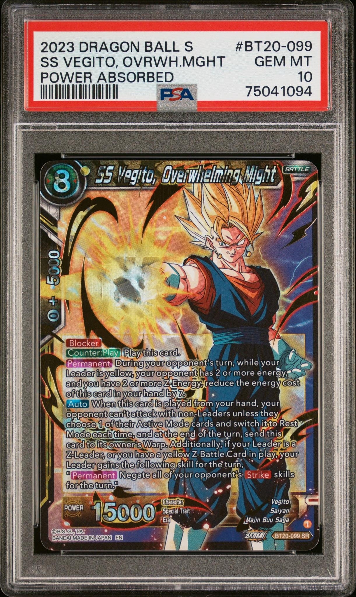 2023 Dragon Ball Super Series 20 Power Absorbed #BT20-099 Ss Vegito, Overwhelming Might PSA 10