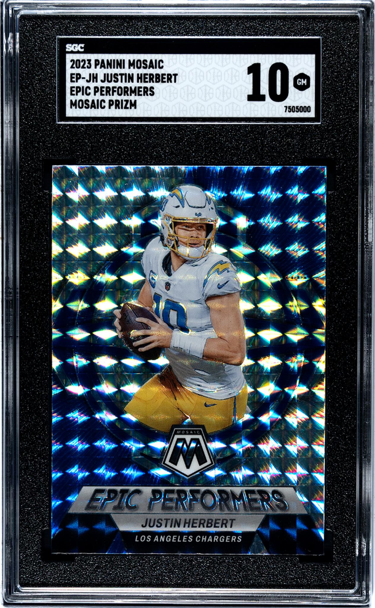 2023 Panini Mosaic #EP-JH Justin Herbert Epic Performers Mosaic Prizm SGC 10