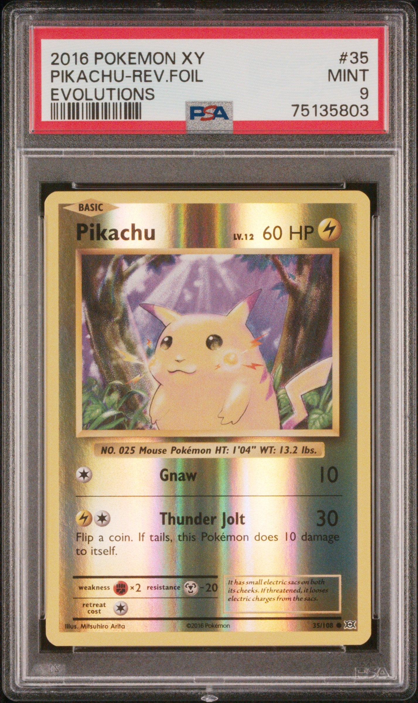 2016 Pokemon XY Evolutions Reverse Foil Pikachu #35 PSA 9