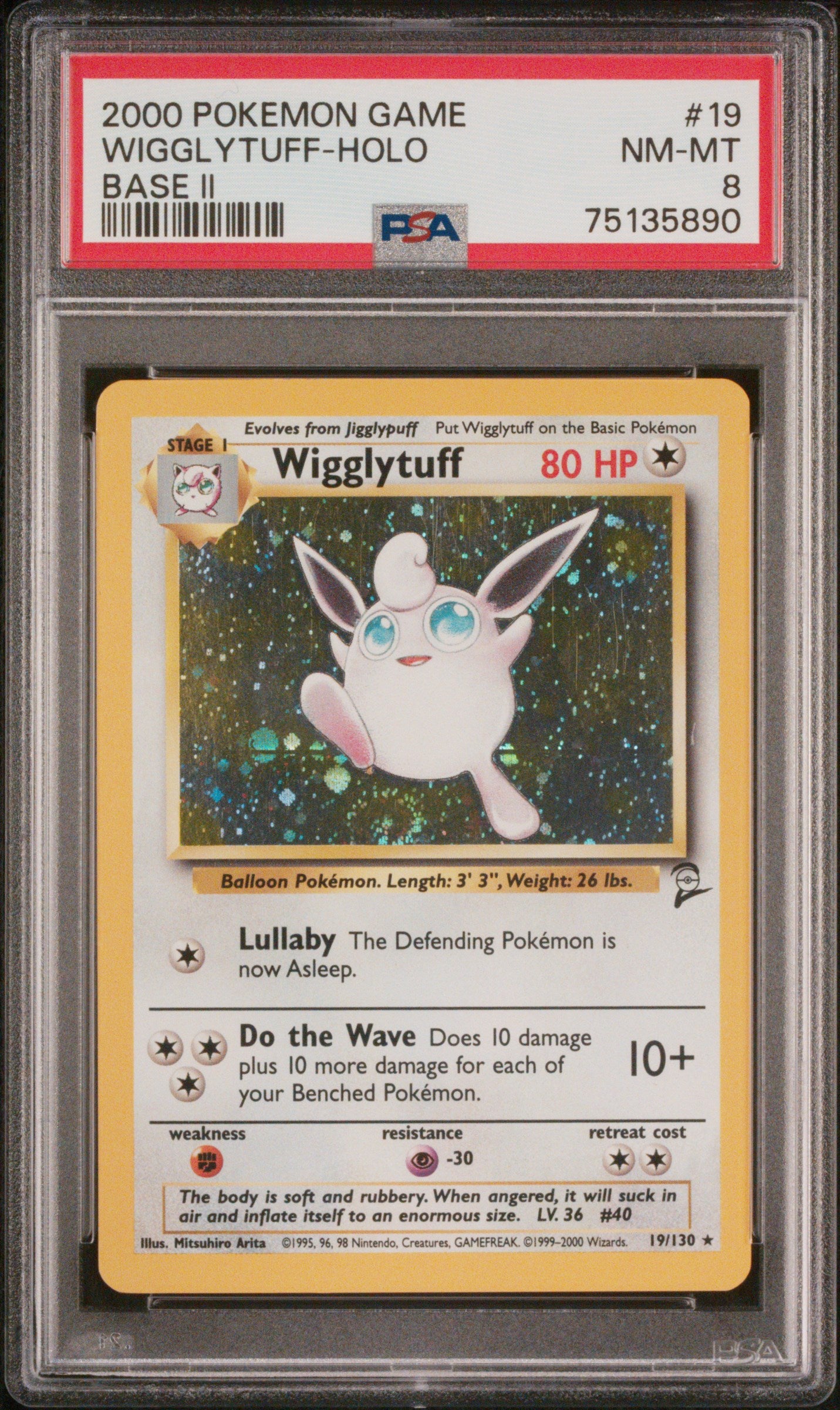 2000 Pokemon Base Set 2 Holo Wigglytuff #19 PSA 8