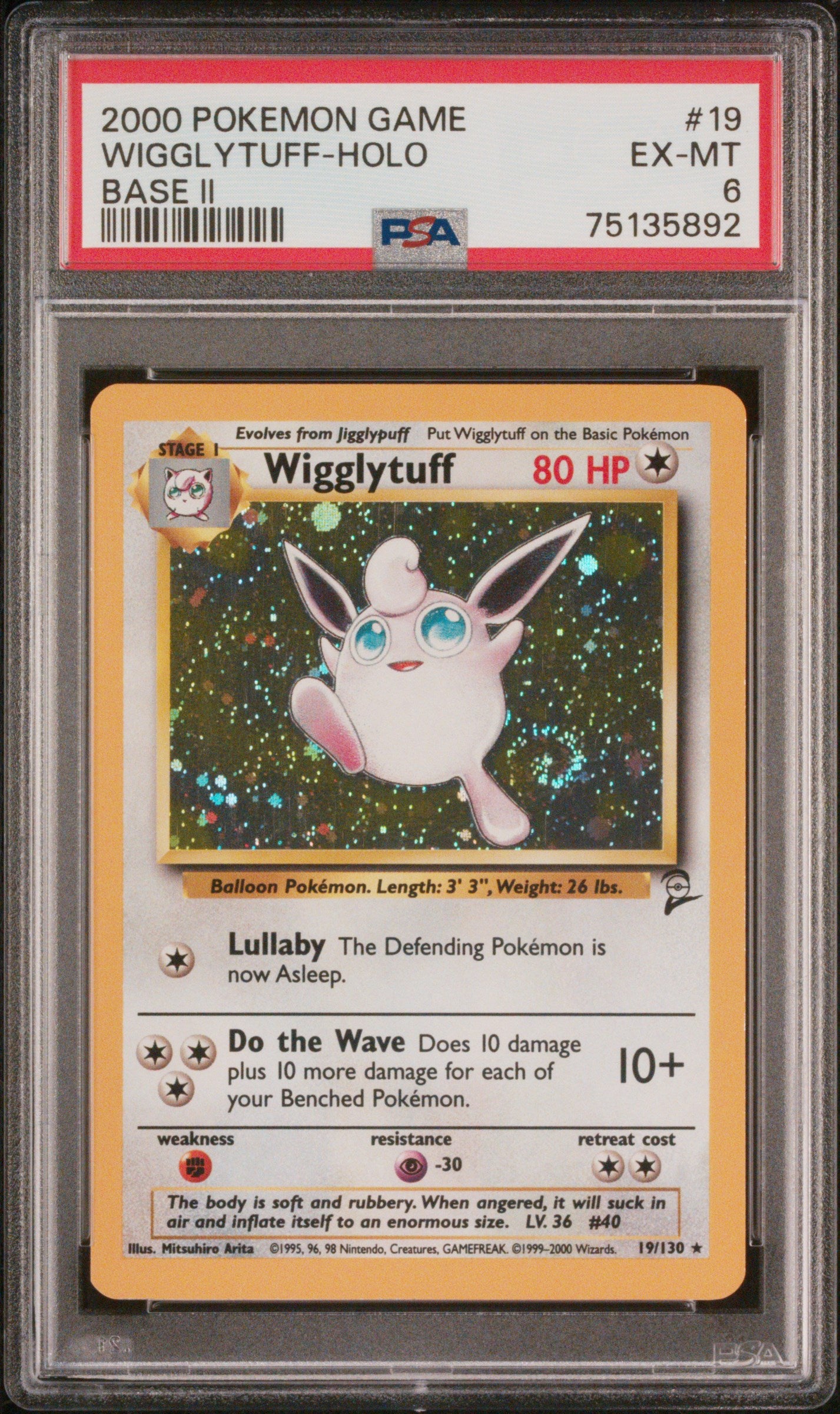 2000 Pokemon Base Set 2 Holo Wigglytuff #19 PSA 6