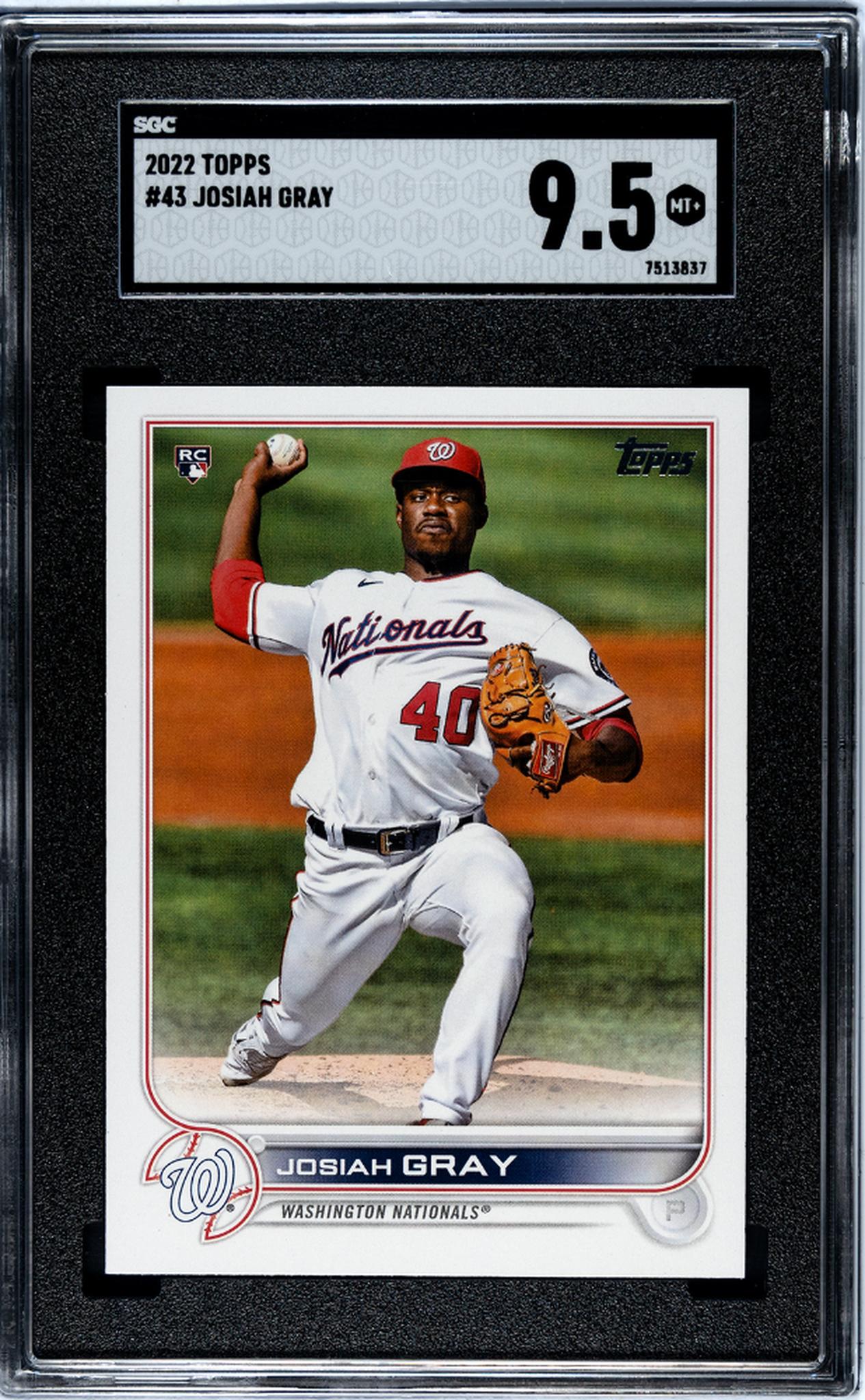 2022 Topps #43 Josiah Gray Series One SGC 9.5