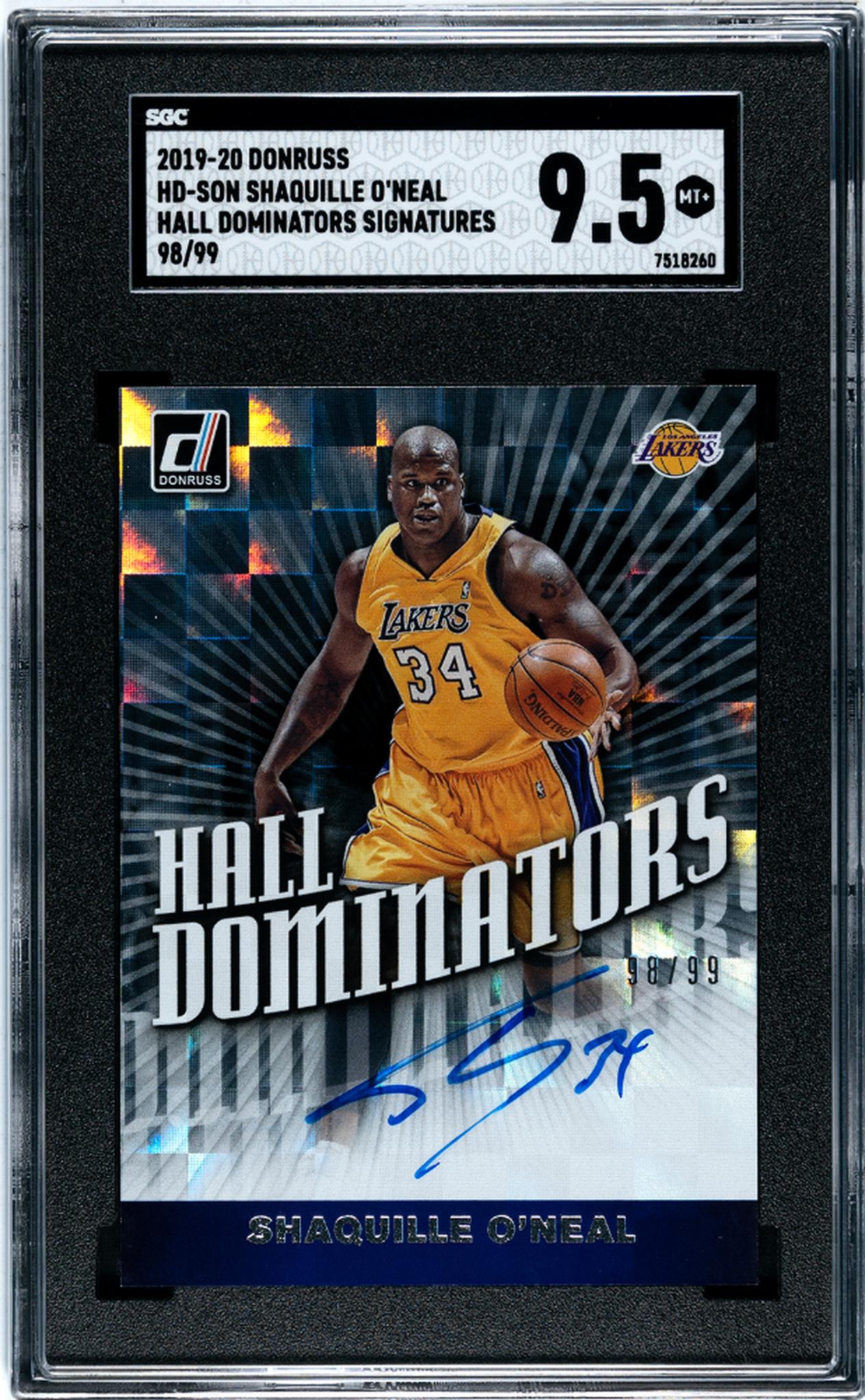 2019 Donruss #HD-SON Shaquille O'Neal Hall Dominators Signatures /99 SGC 9.5