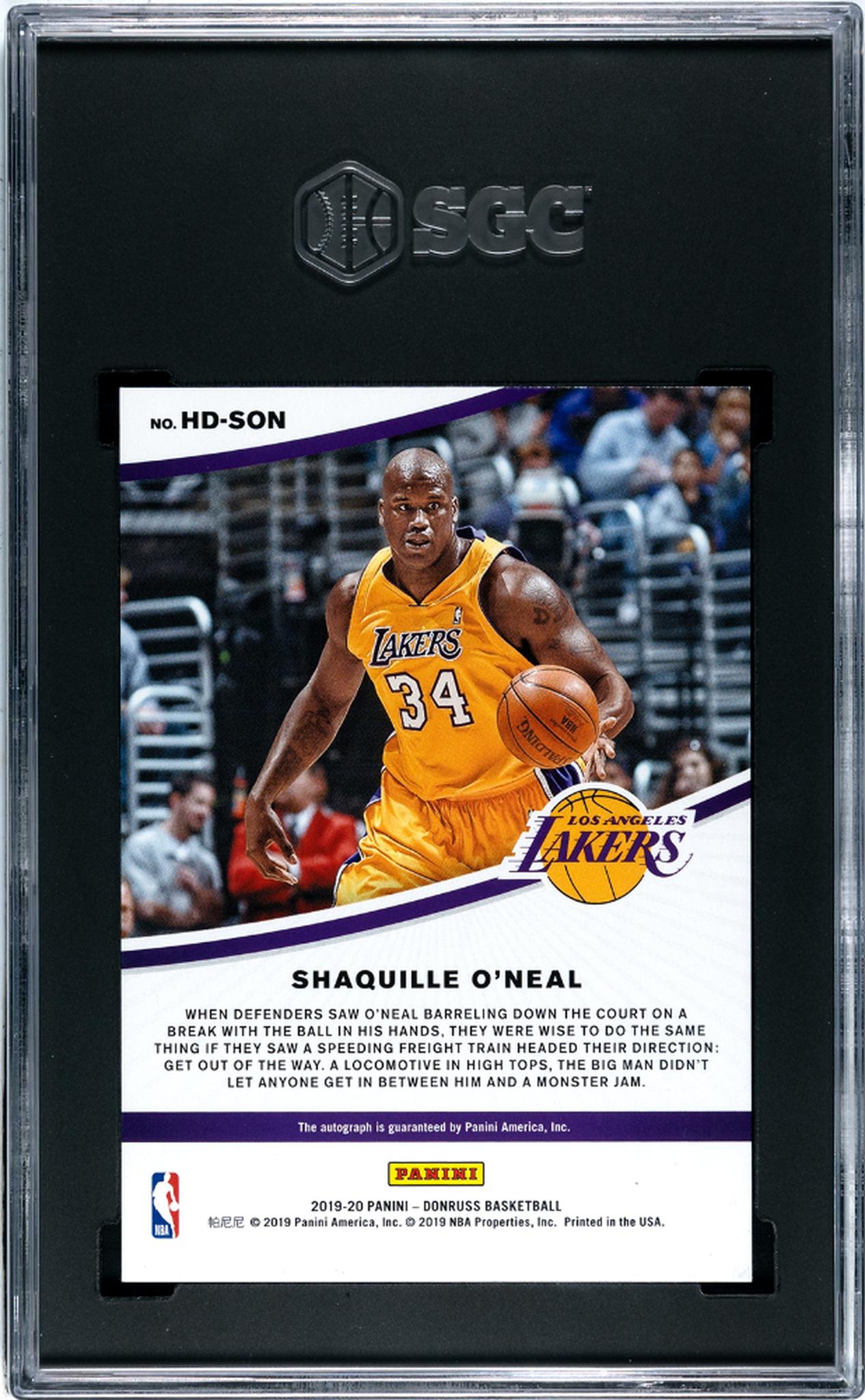 2019 Donruss #HD-SON Shaquille O'Neal Hall Dominators Signatures /99 SGC 9.5