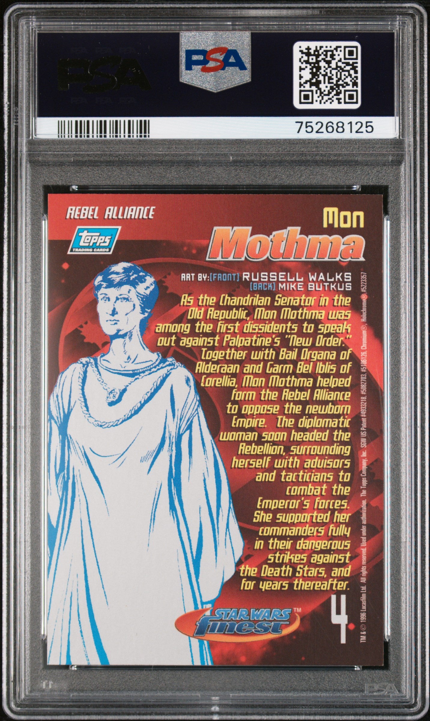 1996 Topps Star Wars Finest Mon Mothma #4 PSA 9