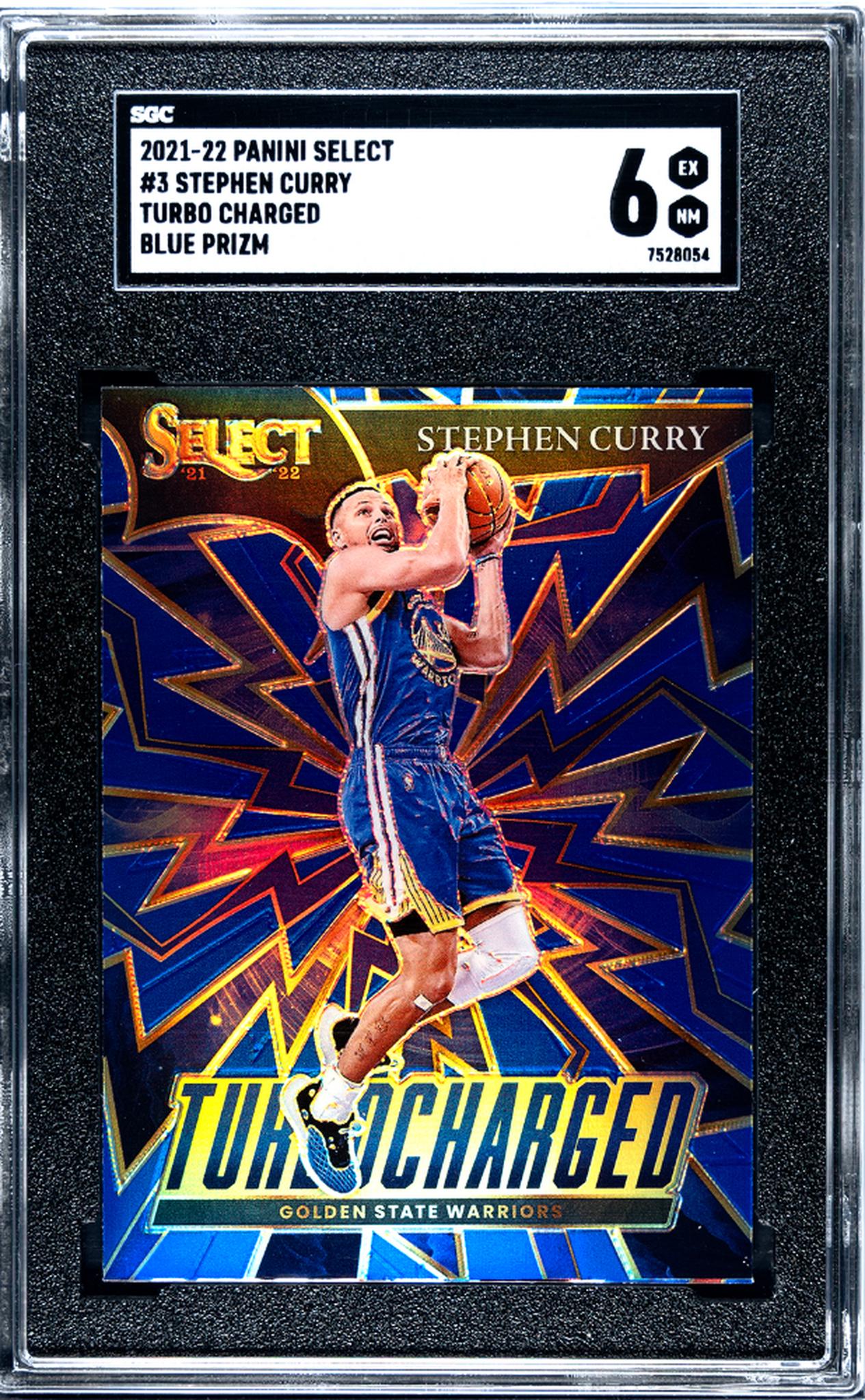 2021-22 Panini Select #3 Stephen Curry Turbo Charged Blue Prizm SGC 6