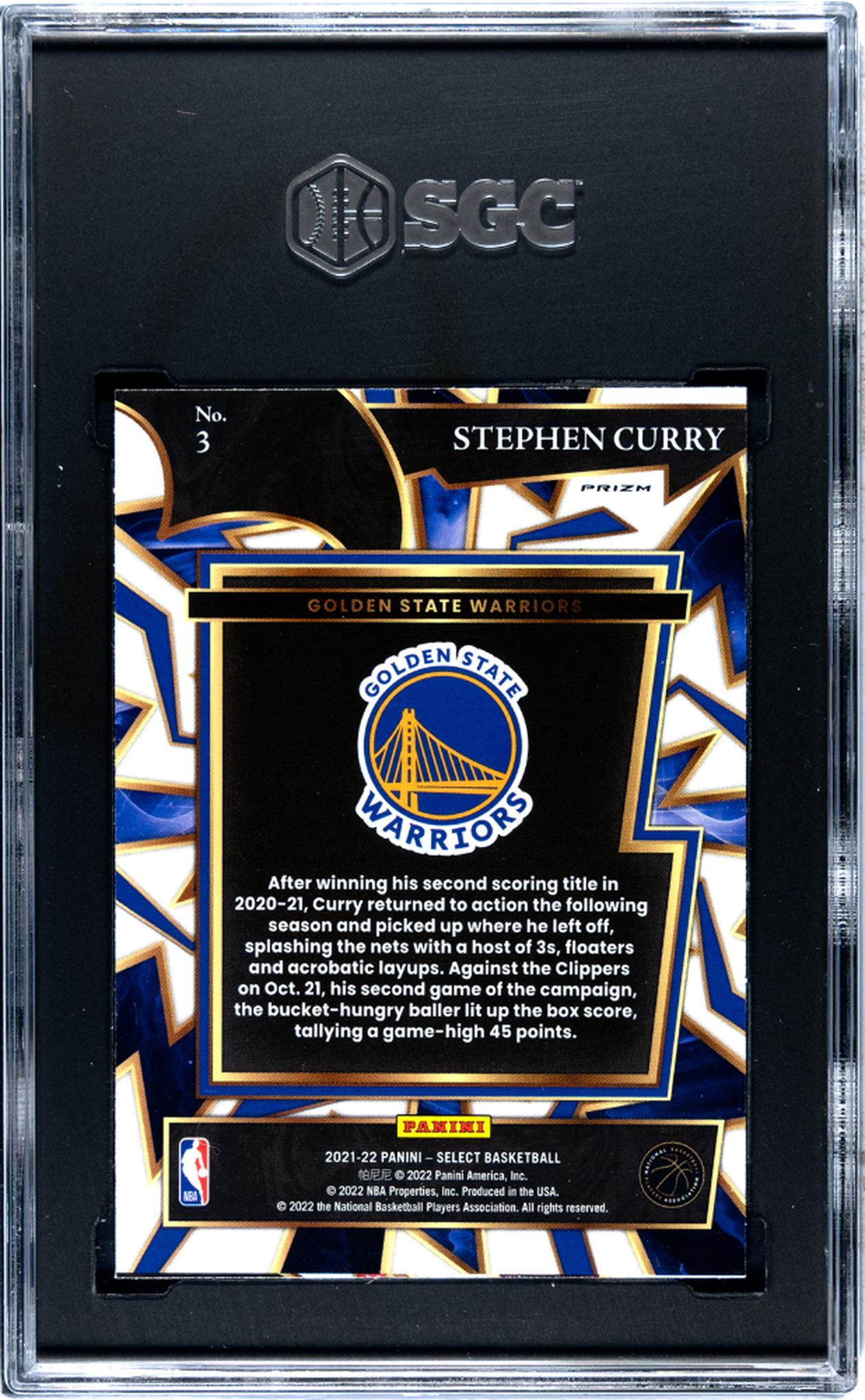 2021-22 Panini Select #3 Stephen Curry Turbo Charged Blue Prizm SGC 6