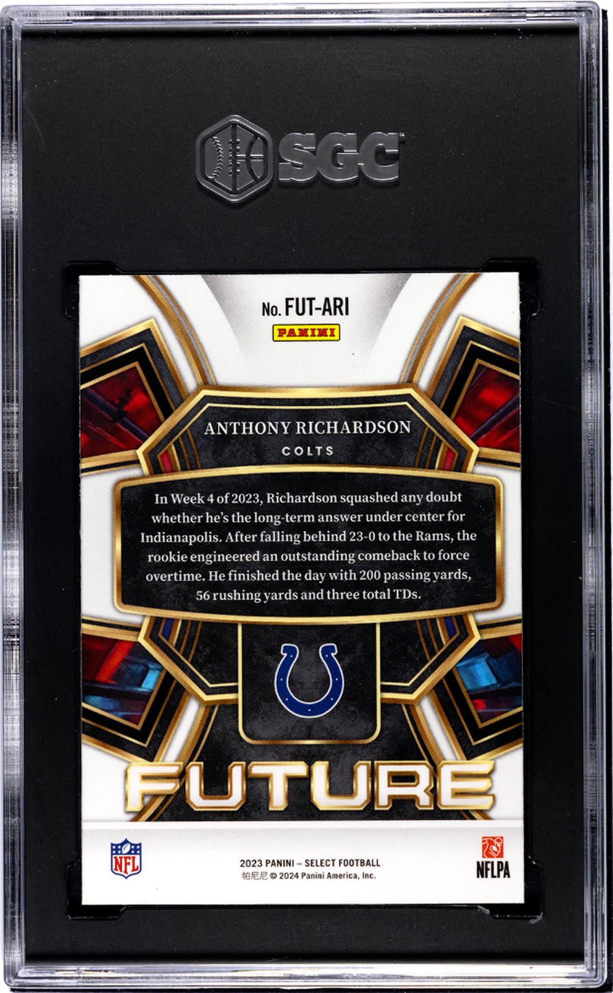 2023 Panini Select Future Anthony Richardson #FUT-ARI RC SGC 8.5