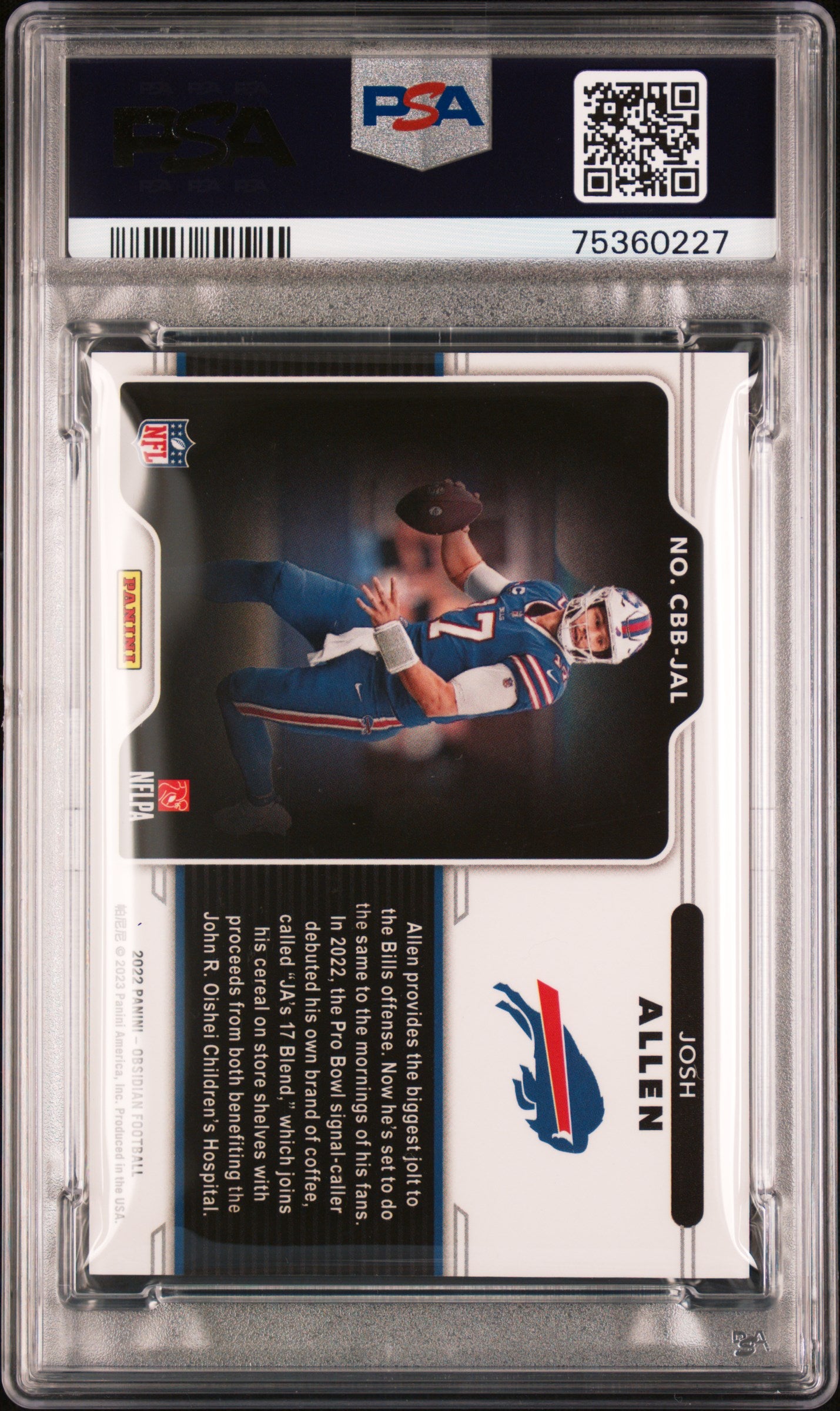 2022 Panini Obsidian Color Blast Black Josh Allen #CBB-JAL PSA 10