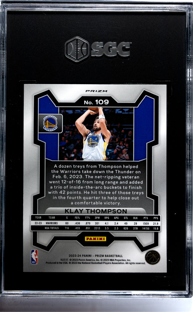 2023-24 Panini Prizm #109 Klay Thompson Pink Ice Prizm SGC 9