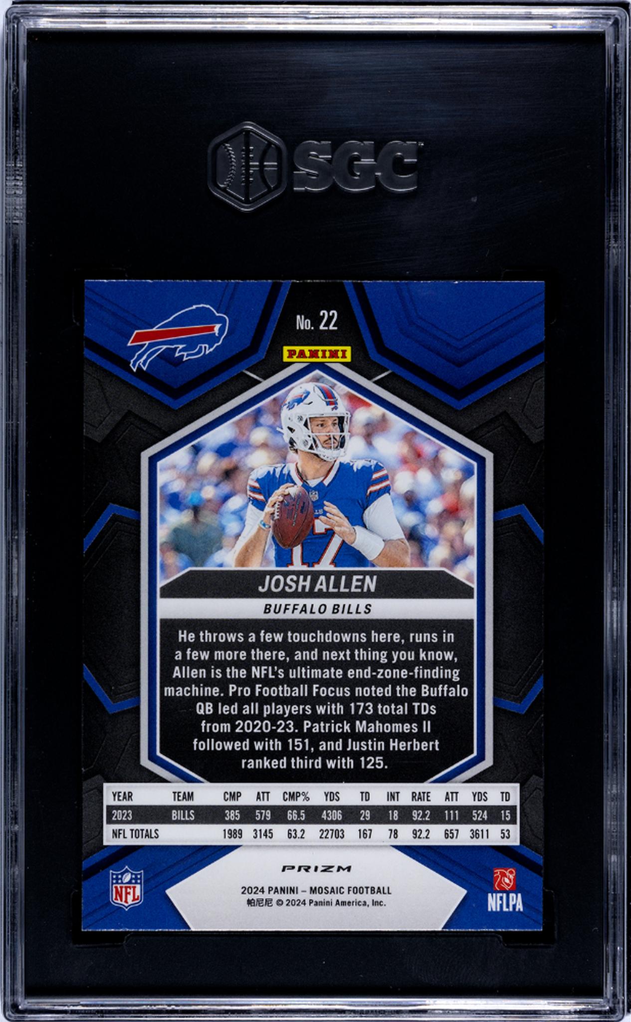 2024 Panini Mosaic #22 Josh Allen Pink Camo Prizm SGC 9.5