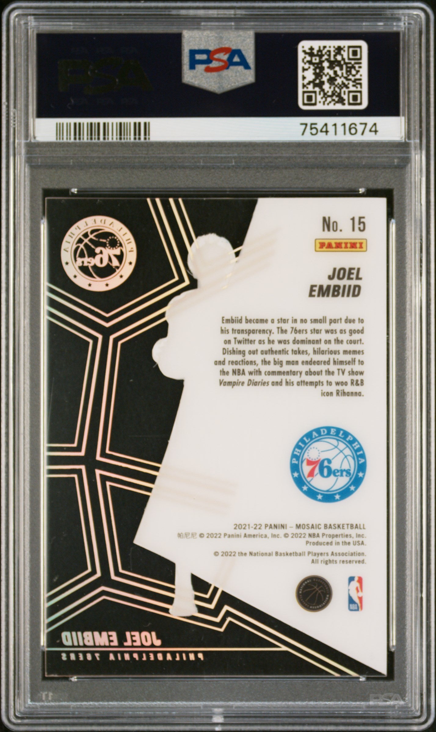 2021 Mosaic Translucence Joel Embiid #15 PSA 8
