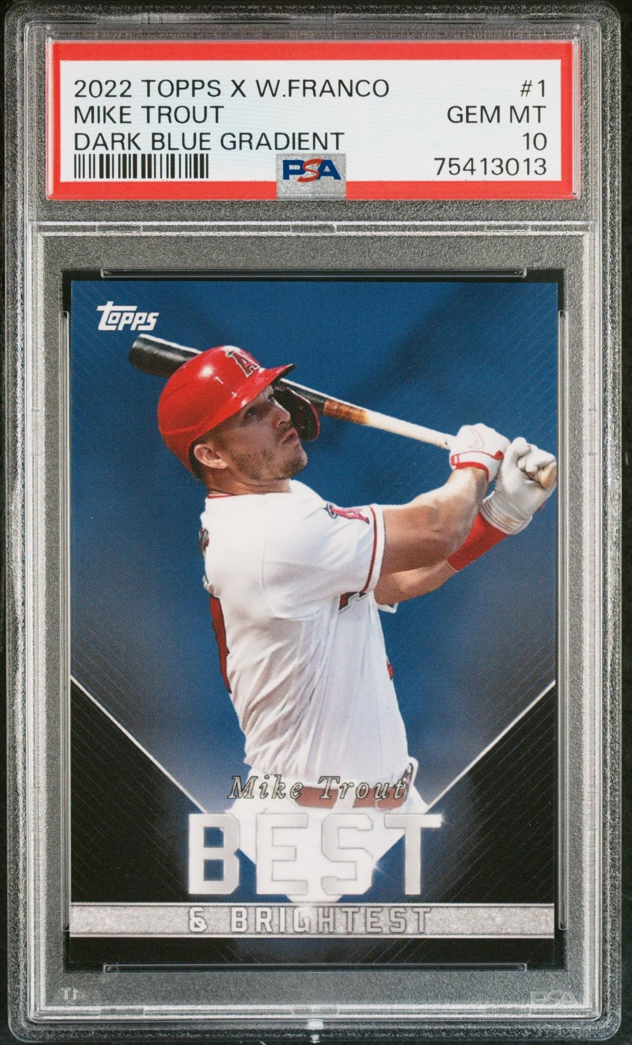 2022 Topps X W.Franco Dark Blue Gradient Mike Trout #1 /75 PSA 10