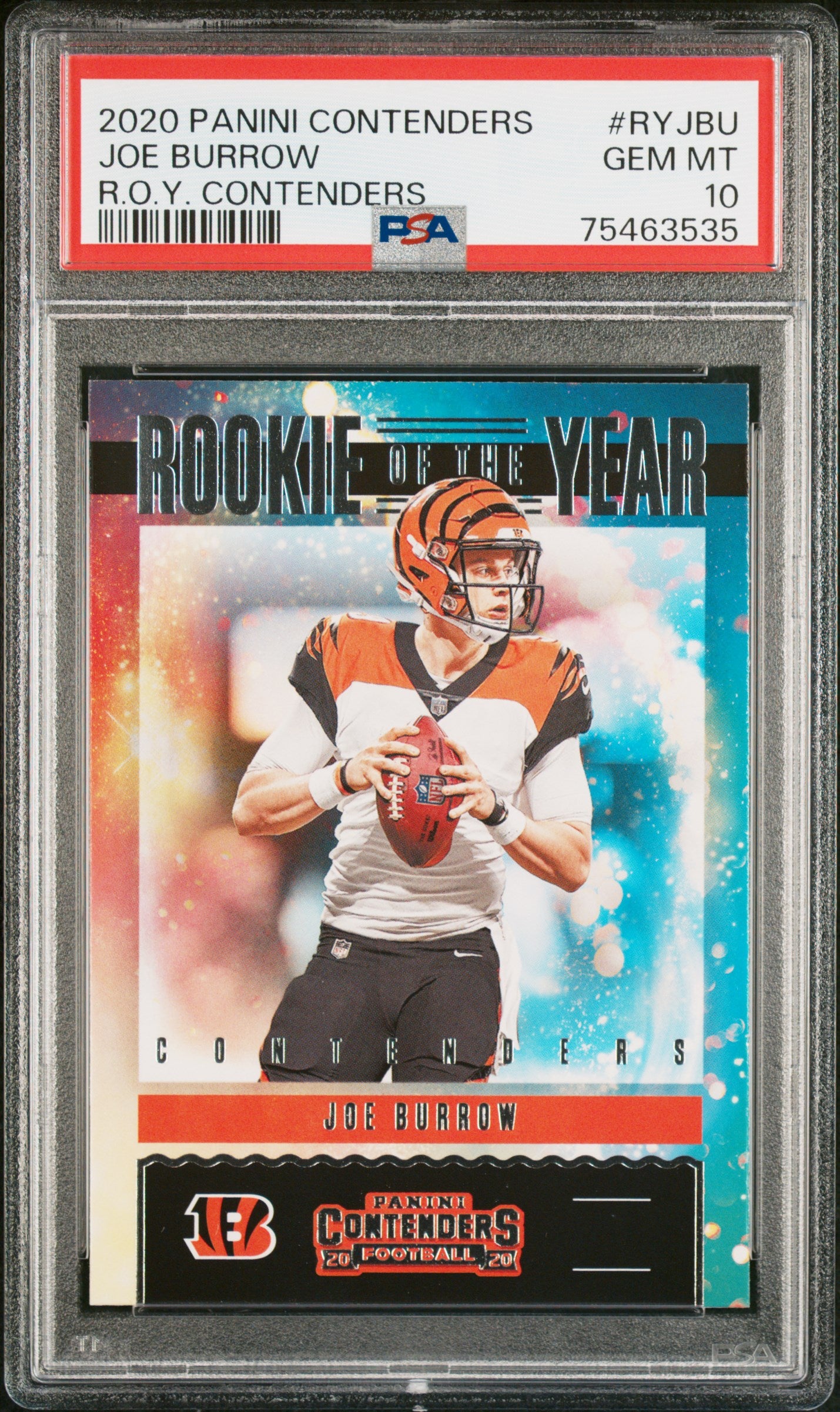 2020 Panini Contenders #RY-JBU Joe Burrow R.O.Y. Contenders PSA 10