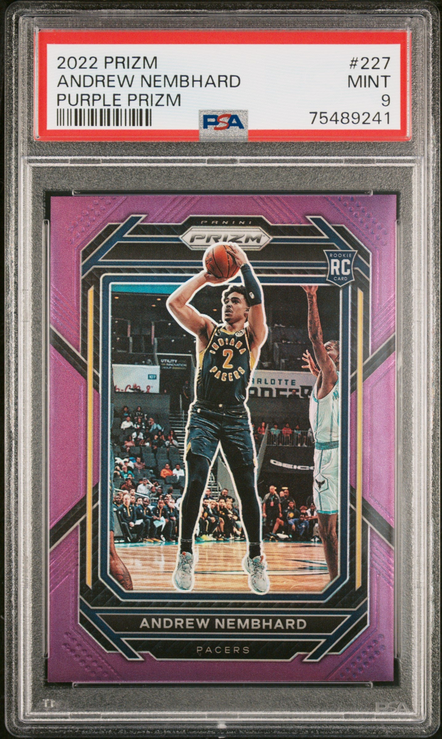 2022 Panini Prizm Purple Prizm Andrew Nembhard #227 RC /99 PSA 9