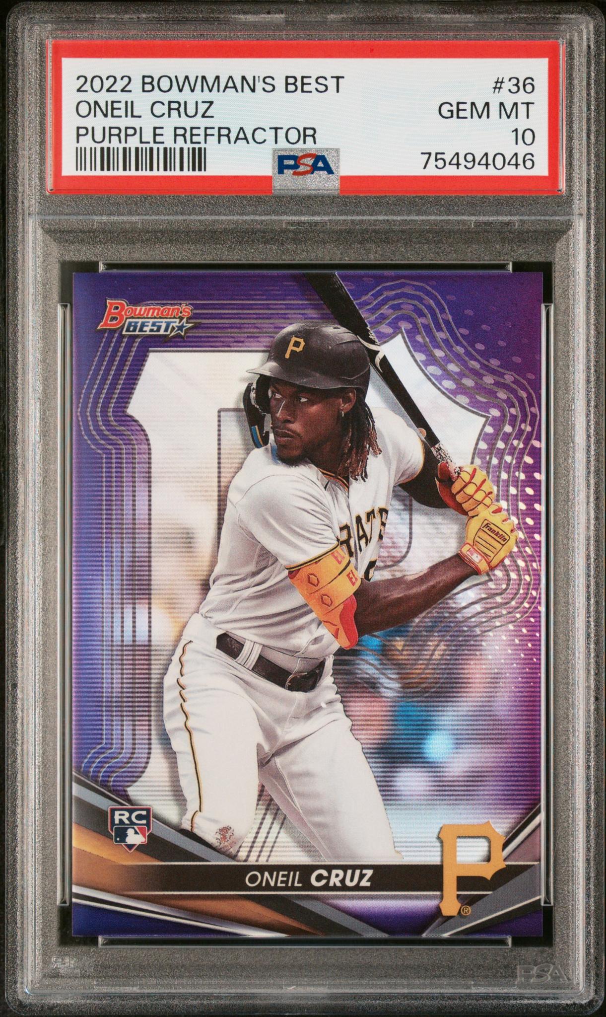 2022 Bowman's Best Purple Refractor Oneil Cruz #36 RC /250 PSA 10