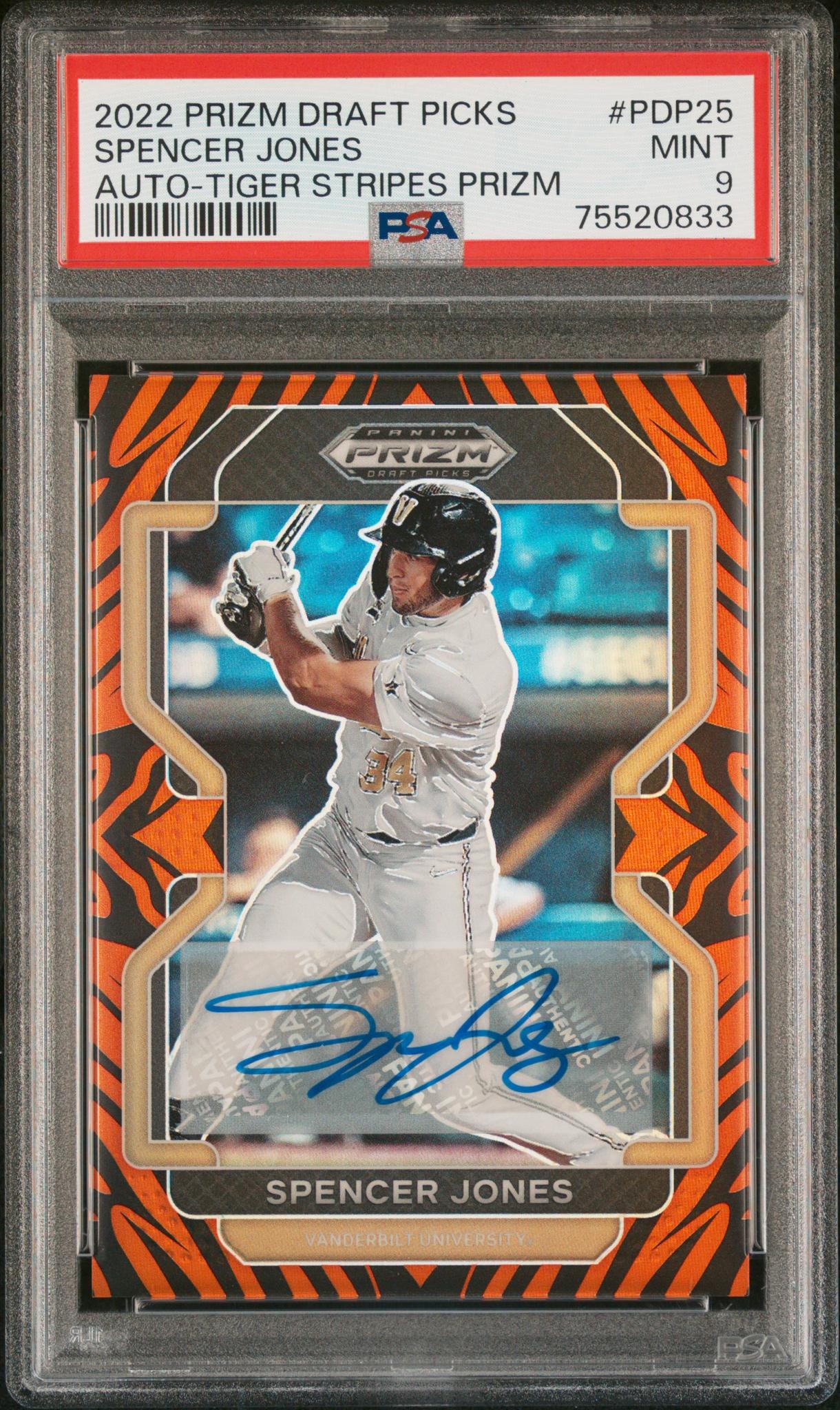 2022 Panini Prizm Draft Tiger Stripes Spencer Jones #PDP25 Auto /25 PSA 9