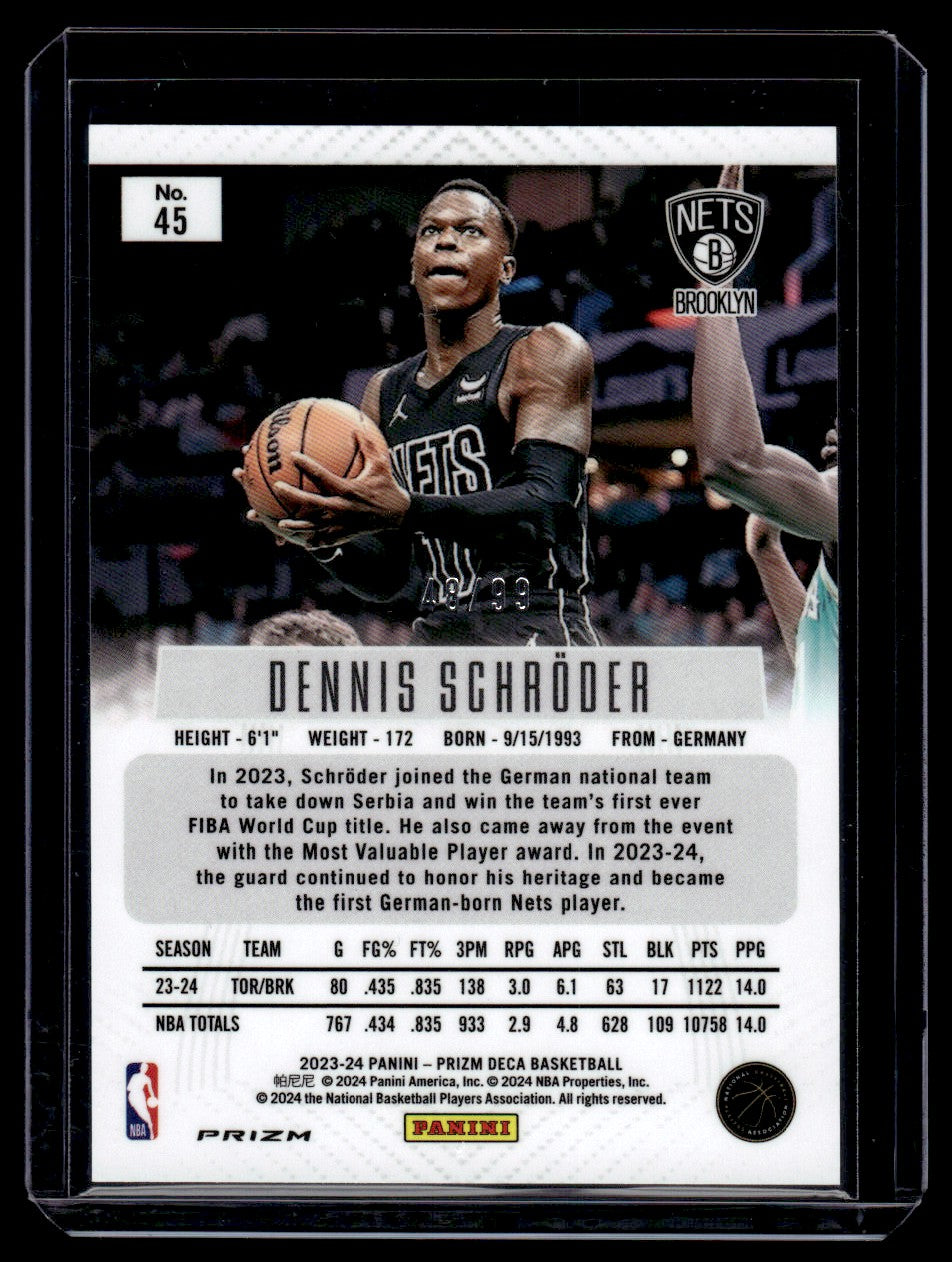 2024 Panini Prizm Deca #45 Dennis Schröder Purple /99