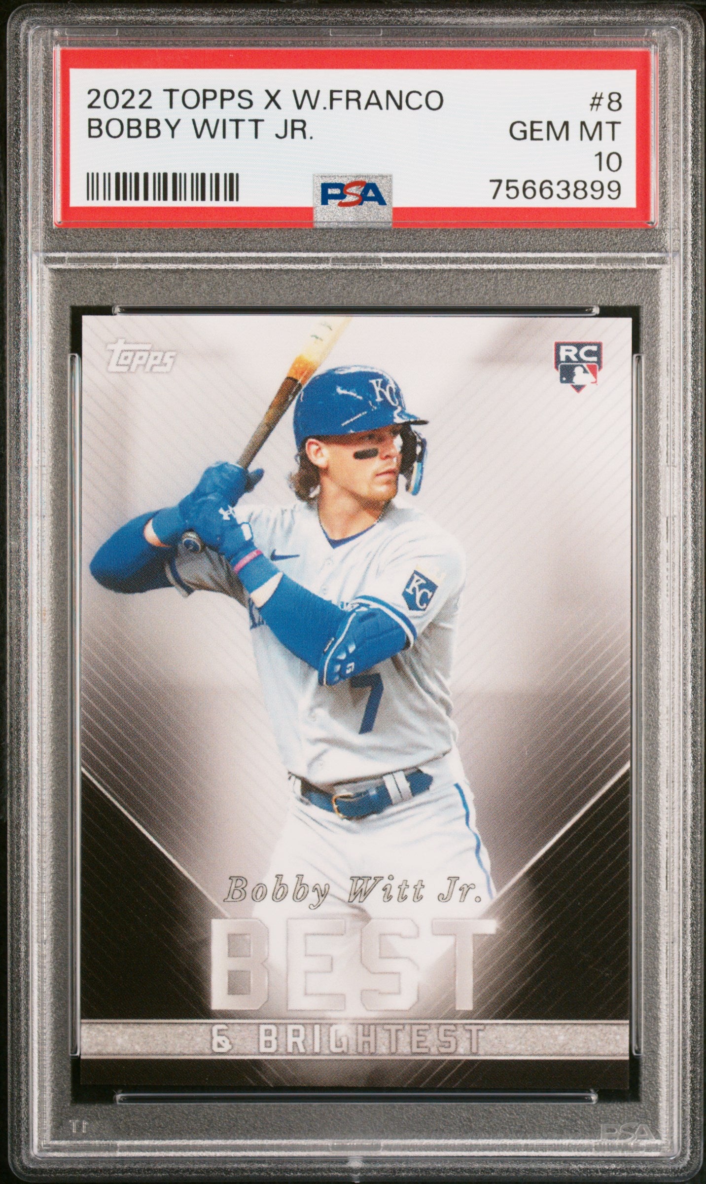 2022 Topps X Wander Franco Best & Brightest Bobby Witt Jr. #8 RC PSA 10