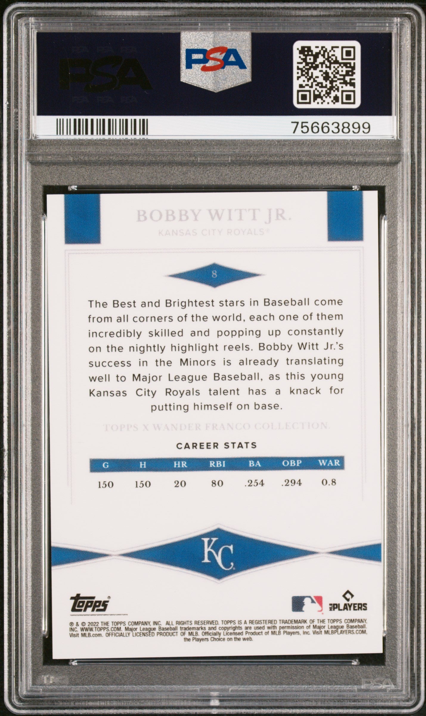 2022 Topps X Wander Franco Best & Brightest Bobby Witt Jr. #8 RC PSA 10