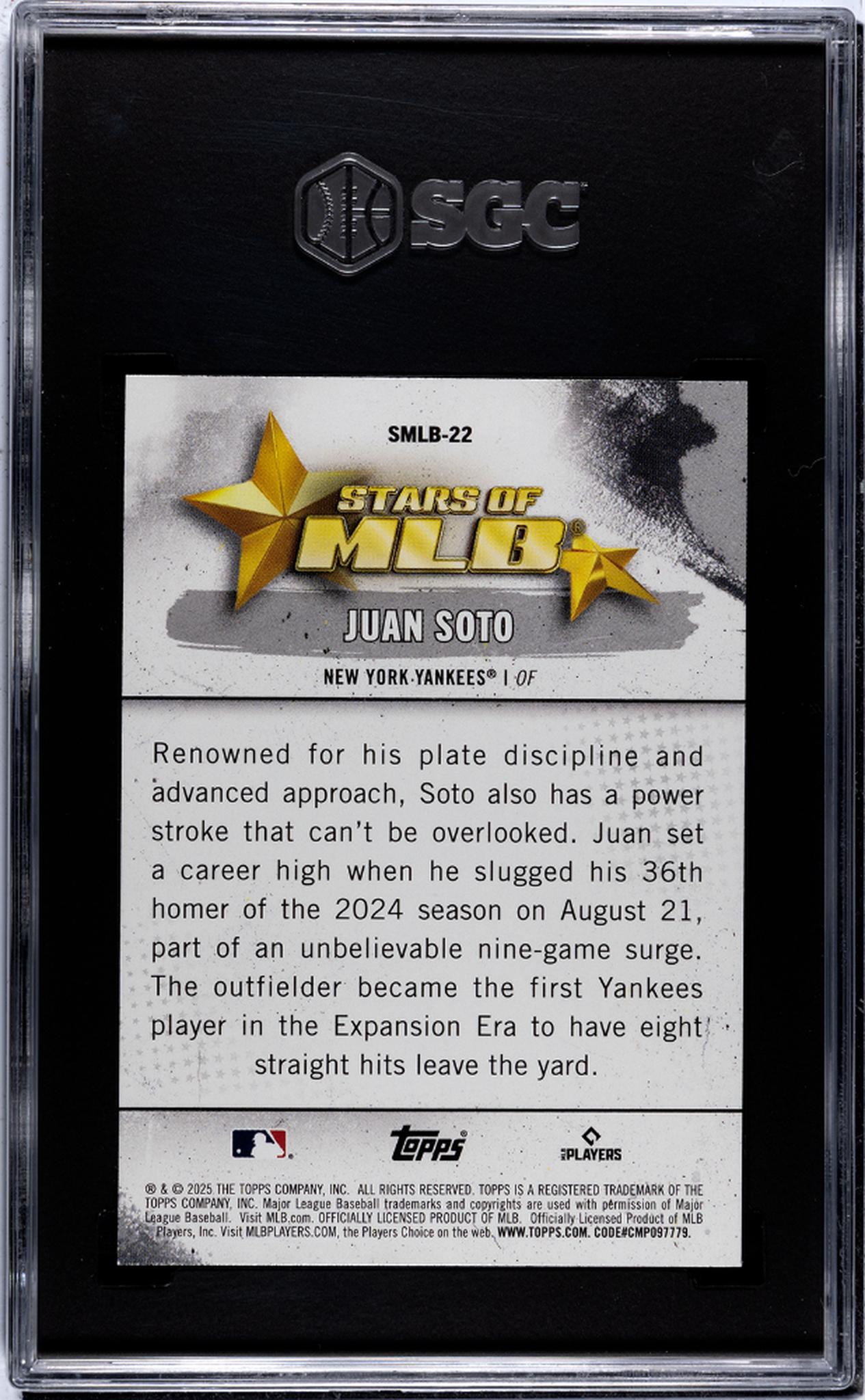 2025 Topps #SMLB-22 Juan Soto Stars of MLB SGC 10