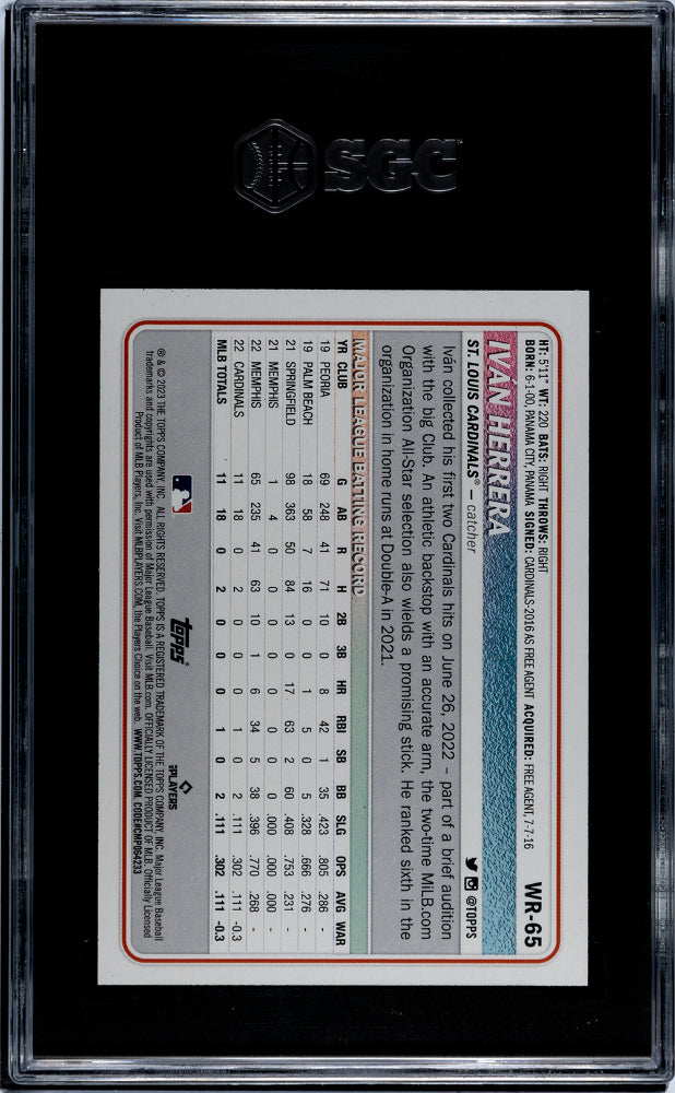 2023 Topps Big League #WR-65 Ivan Herrera Wrapper Redemption /199 SGC 9