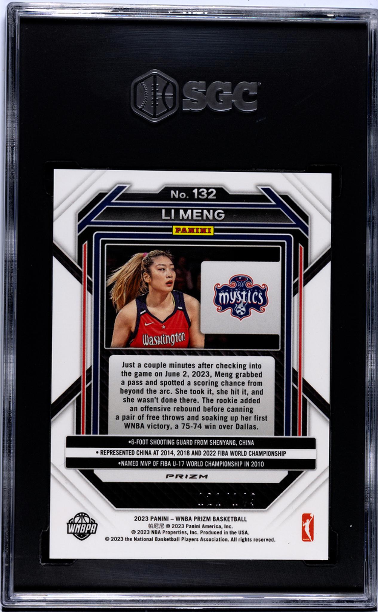 2023 Panini Prizm Purple Prizm Li Meng #132 RC /149 SGC 10