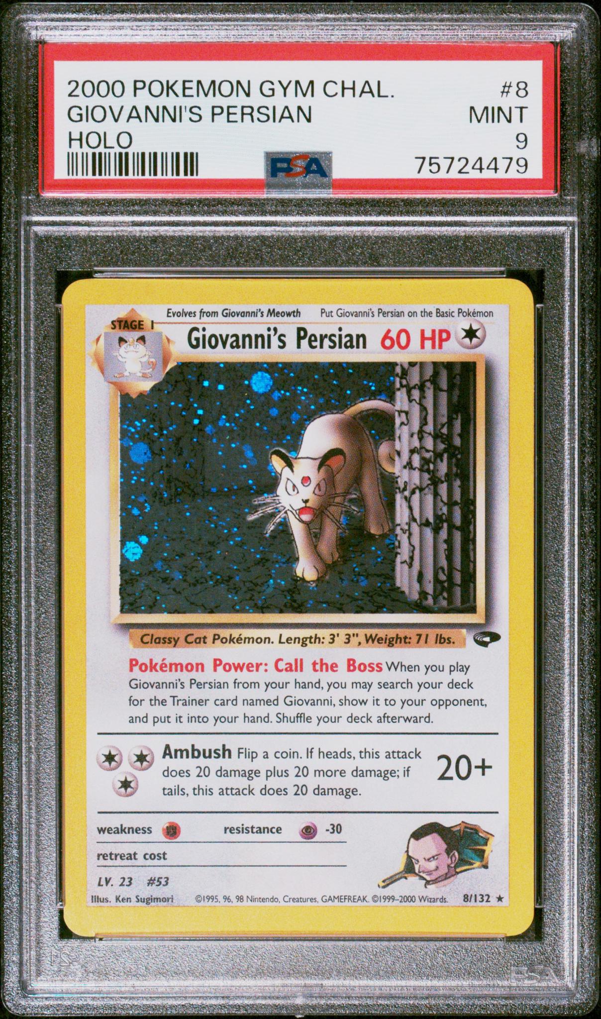 2000 Pokemon Gym Challenge Holo Giovanni's Persian #8 PSA 9