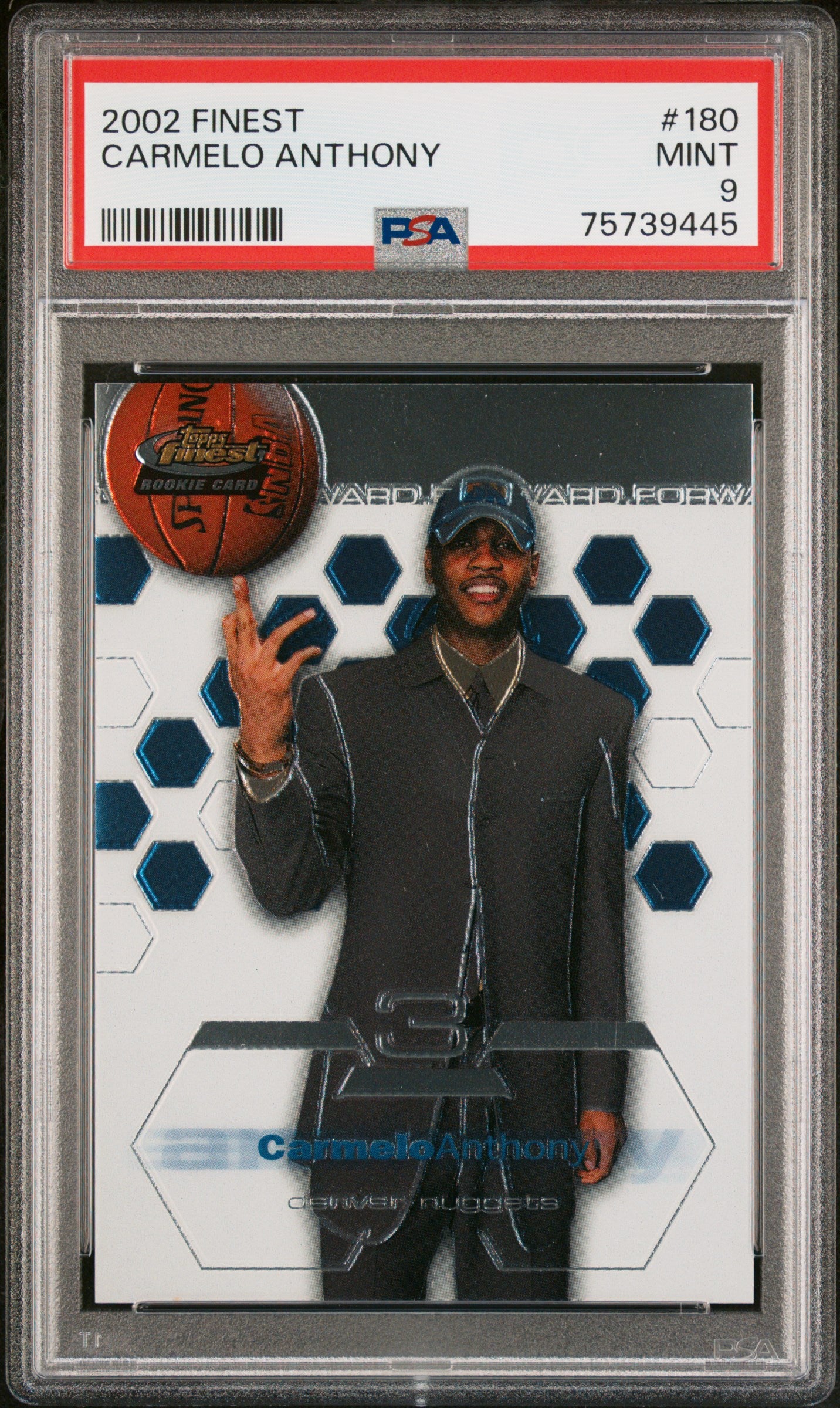 2003 Topps Finest Carmelo Anthony #180 RC PSA 9