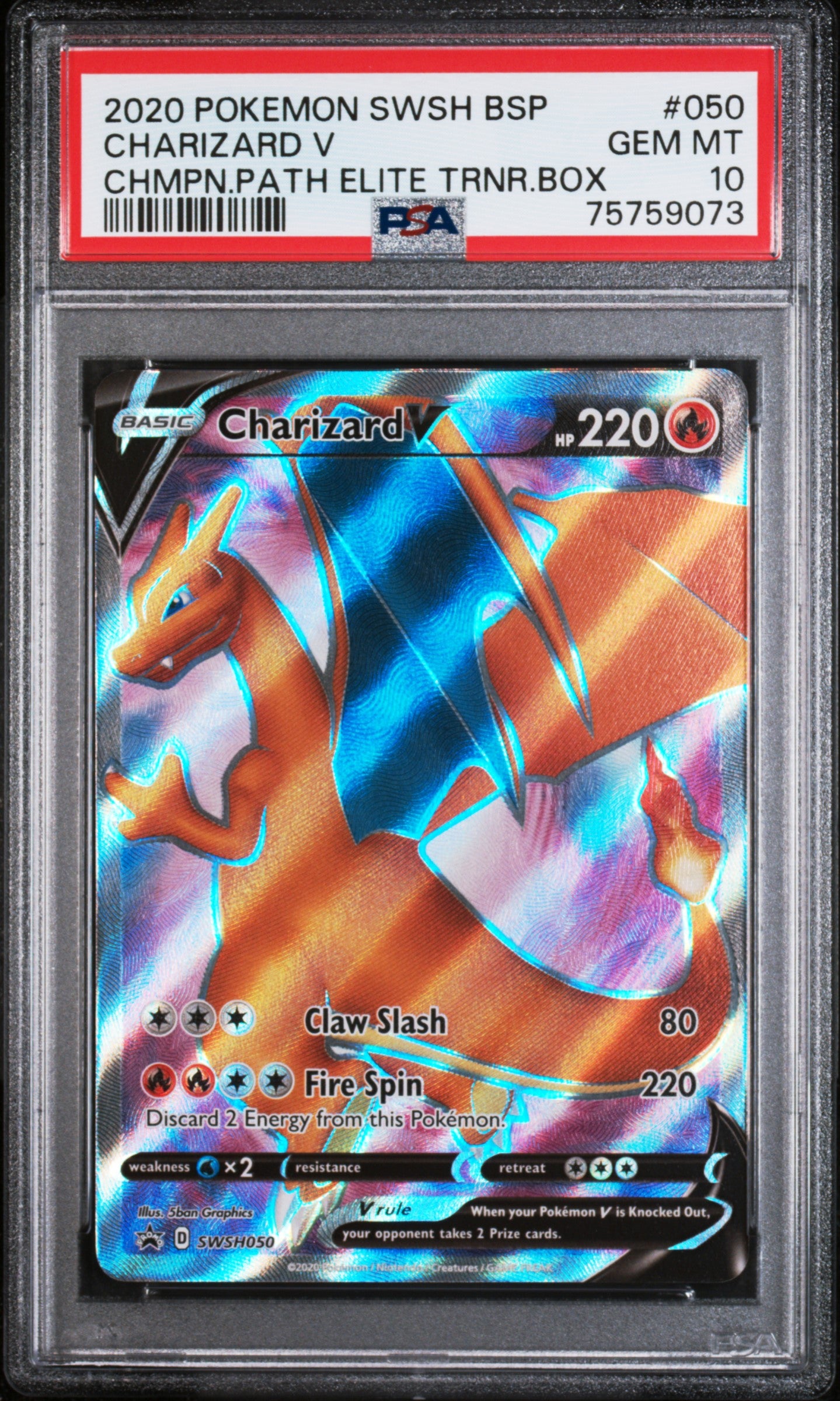 2020 Pokemon Sword and Shield Black Star Promo #50 Charizard V Champion's Path Elite Trainer Box PSA 10