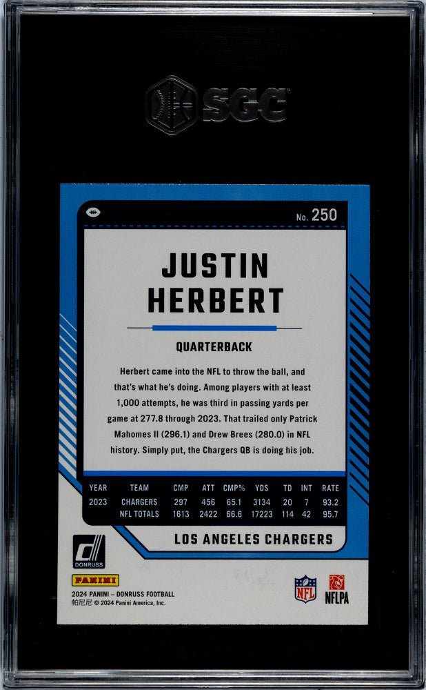 2024 Donruss #250 Justin Herbert SGC 10