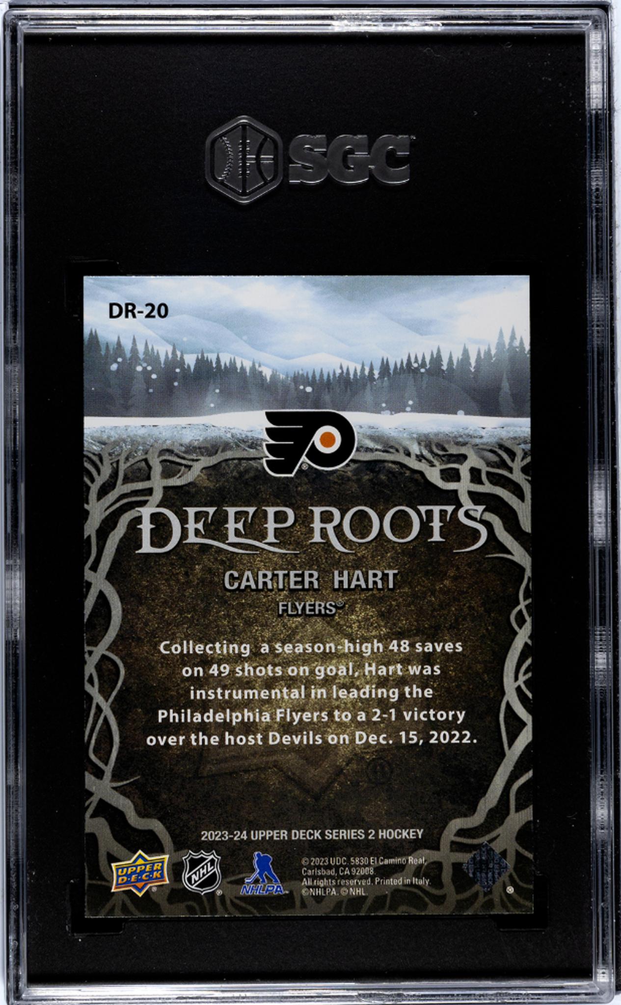 2023-24 Upper Deck #DR-20 Carter Hart Deep Roots SGC 10