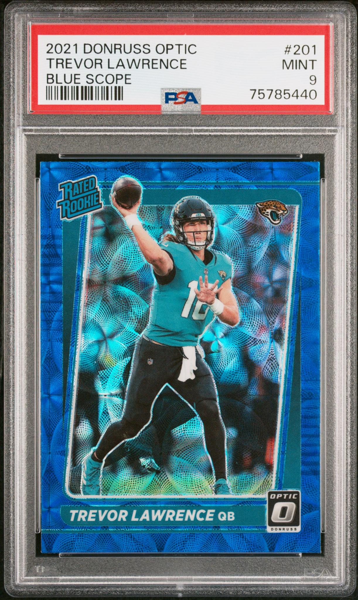 2021 Donruss Optic Rated Rookie Blue Scope Trevor Lawrence #201 PSA 9