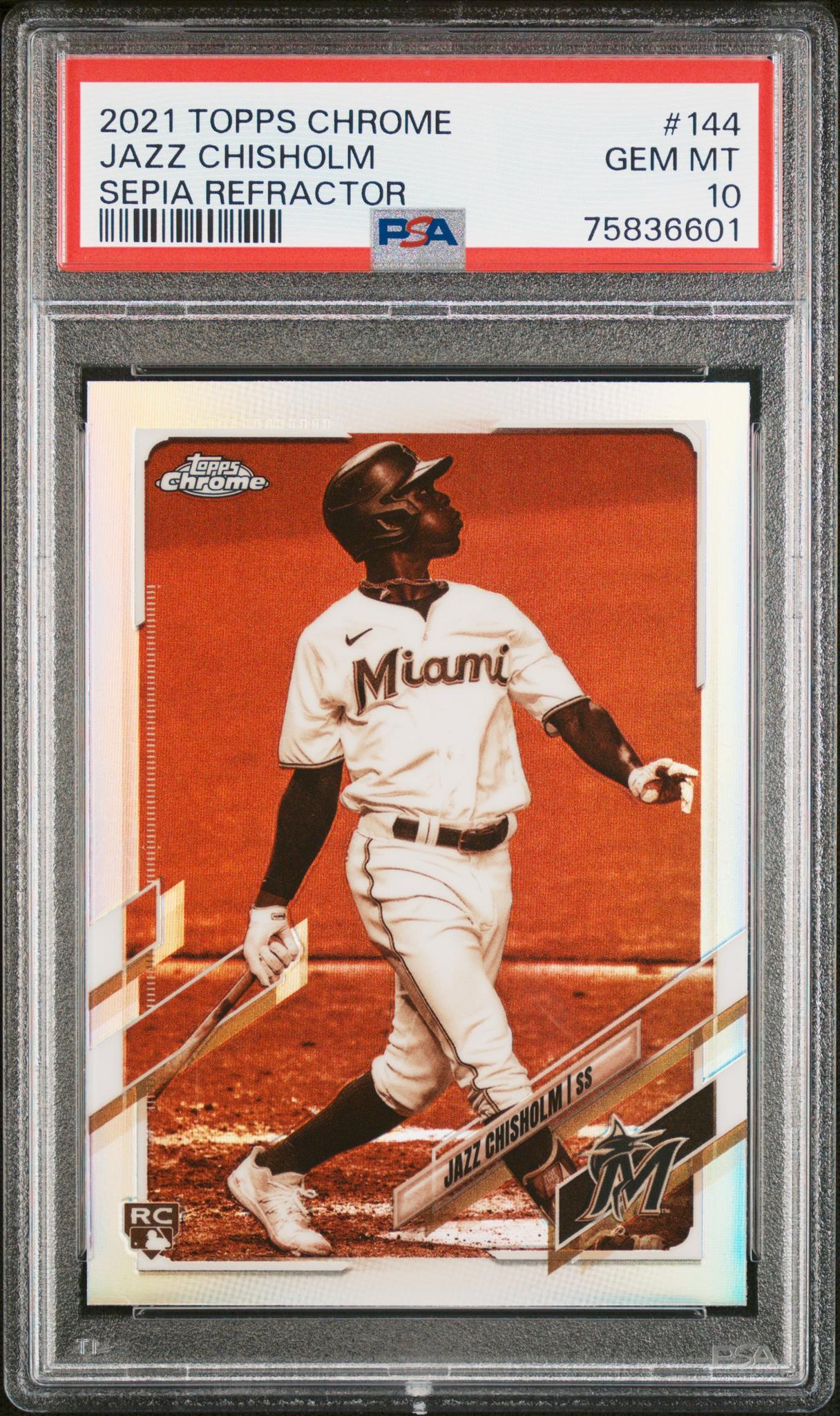 2021 Topps Chrome Sepia Refractor Jazz Chisholm #144 PSA 10 RC