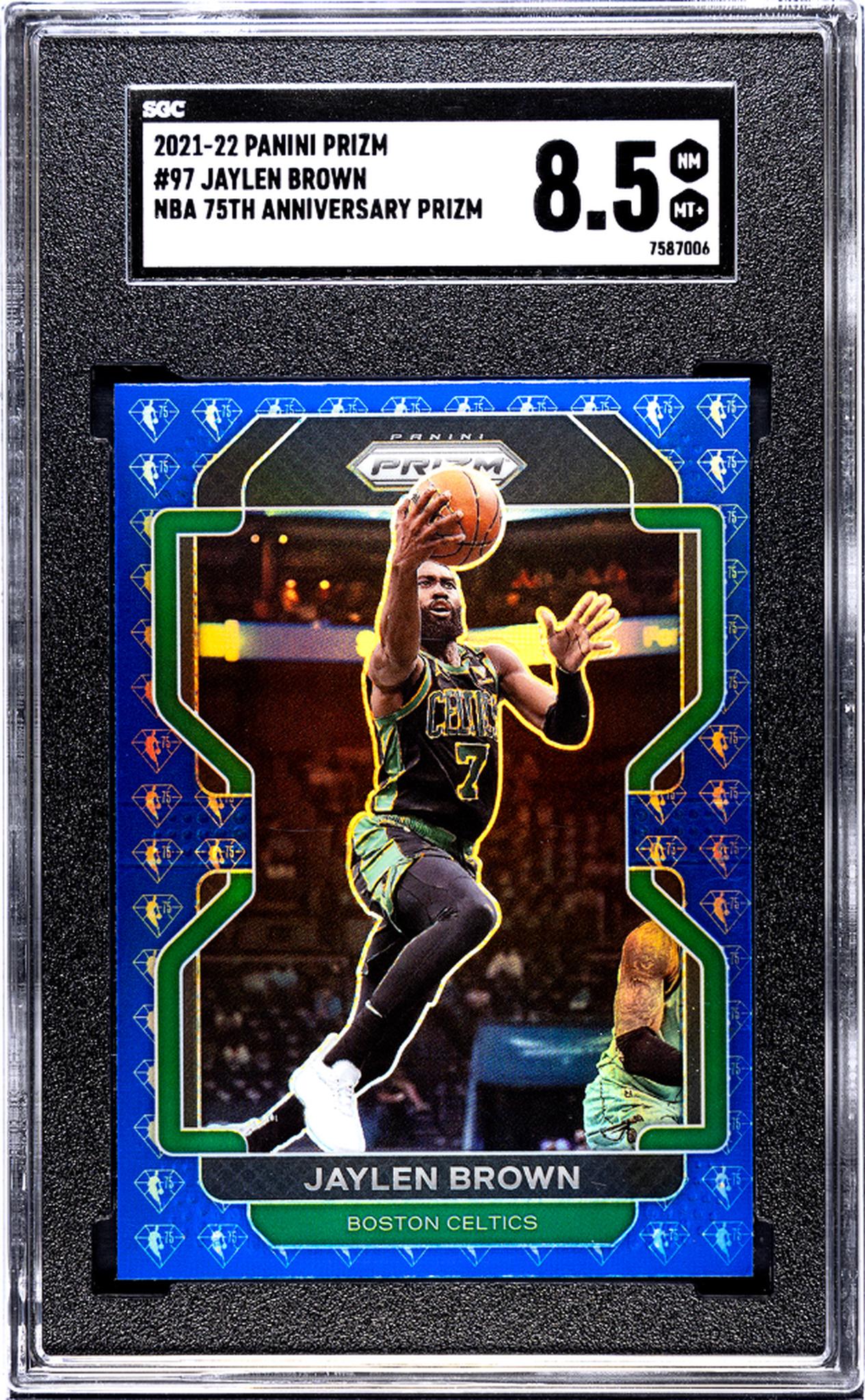 2021-22 Panini Prizm #97 Jaylen Brown NBA 75th Anniversary Prizm SGC 8.5