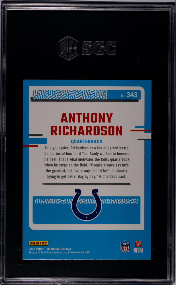 2023 Panini Donruss Rated Rookie Anthony Richardson #343 RC SGC 9.5
