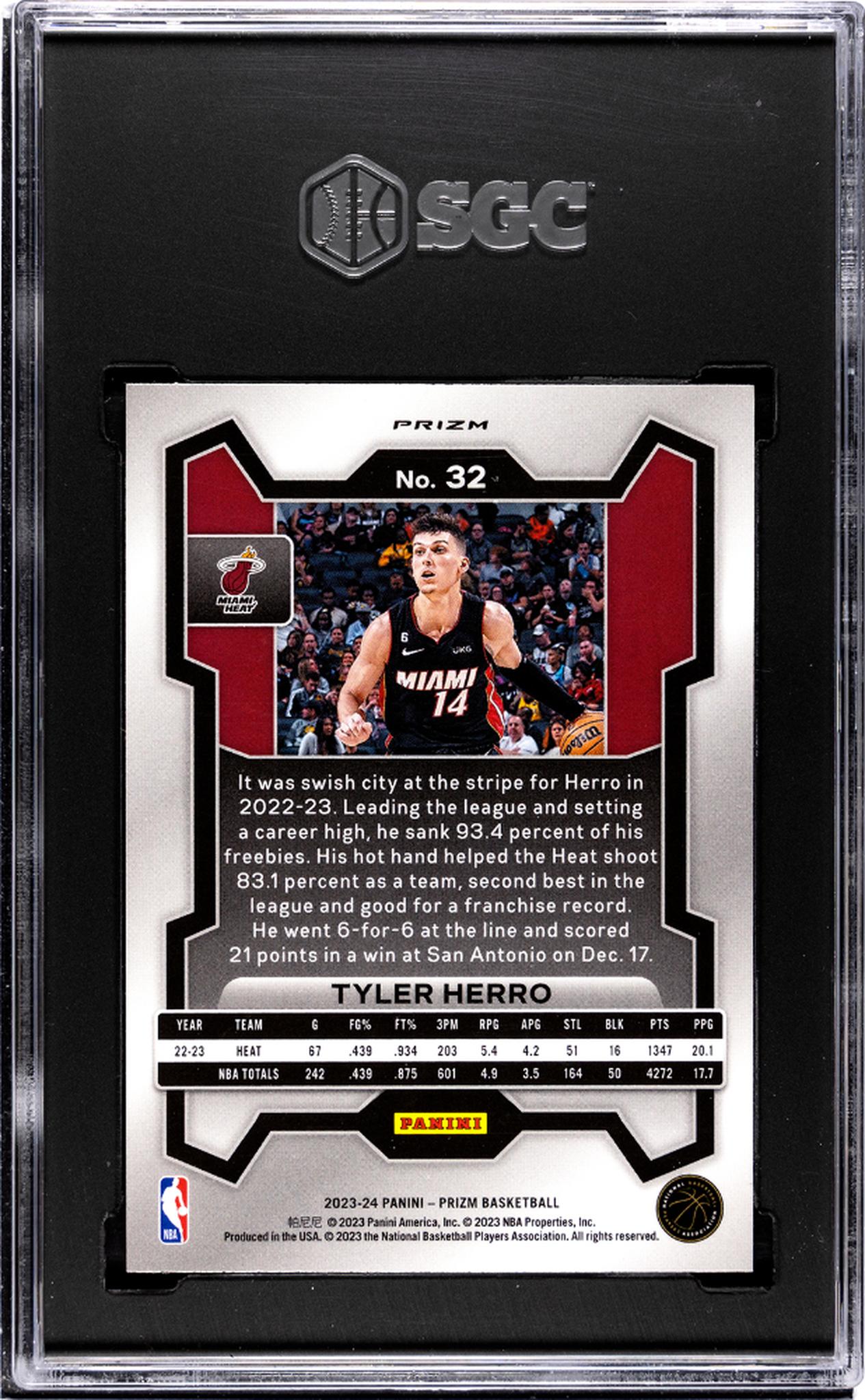 2023-24 Panini Prizm #32 Tyler Herro Pulsar Prizm SGC 9