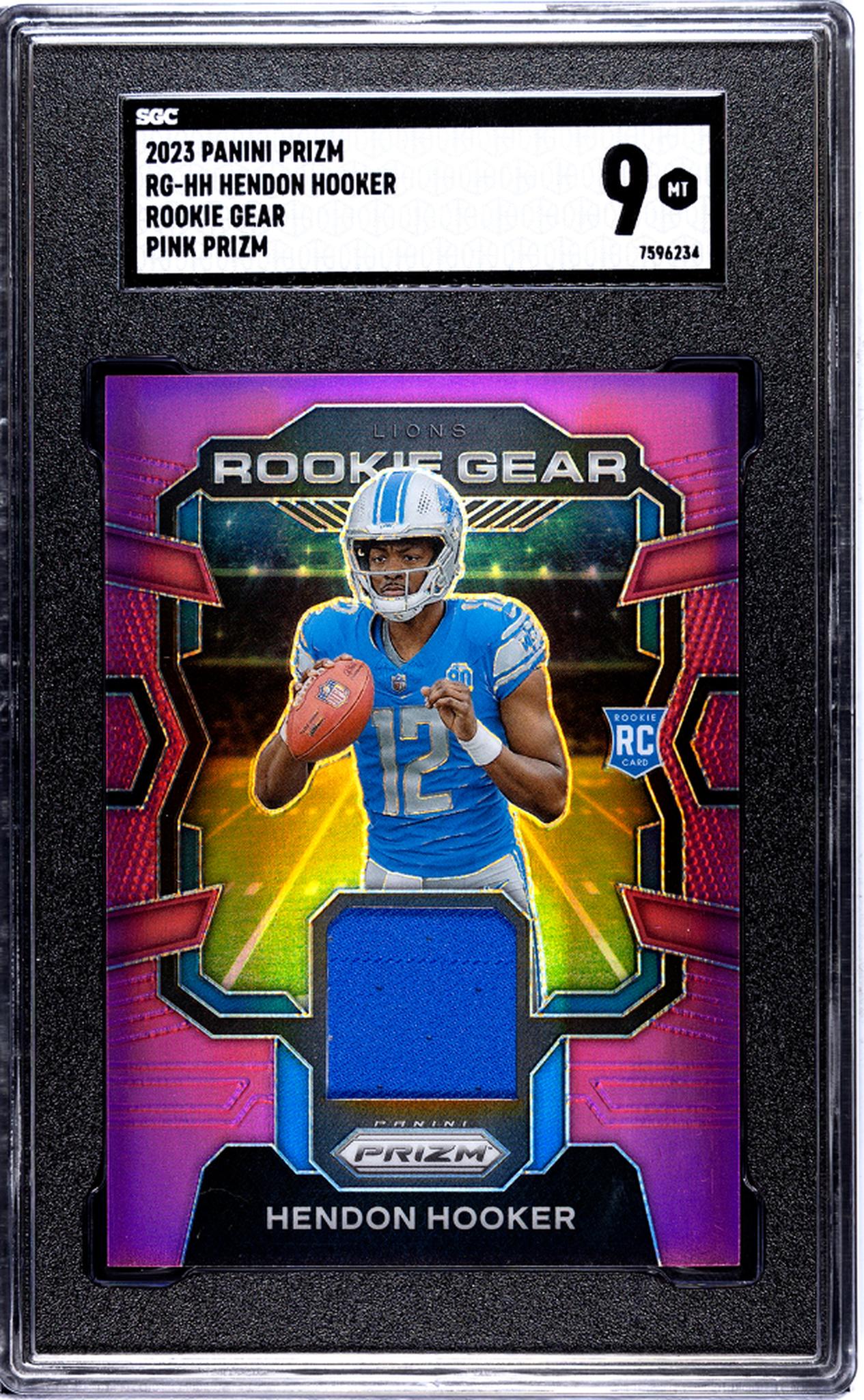 2023 Panini Prizm #RG-HH Hendon Hooker Rookie Gear Pink Prizm SGC 9