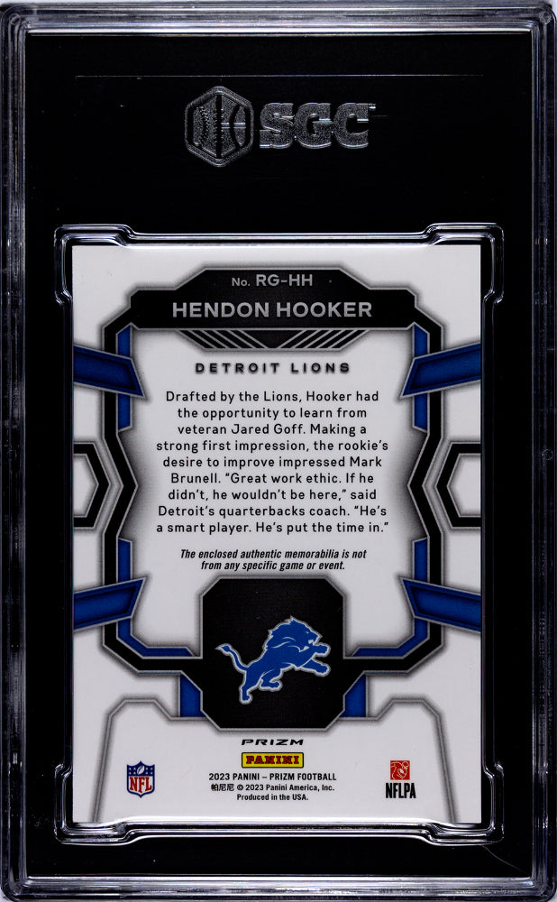 2023 Panini Prizm #RG-HH Hendon Hooker Rookie Gear Pink Prizm SGC 9