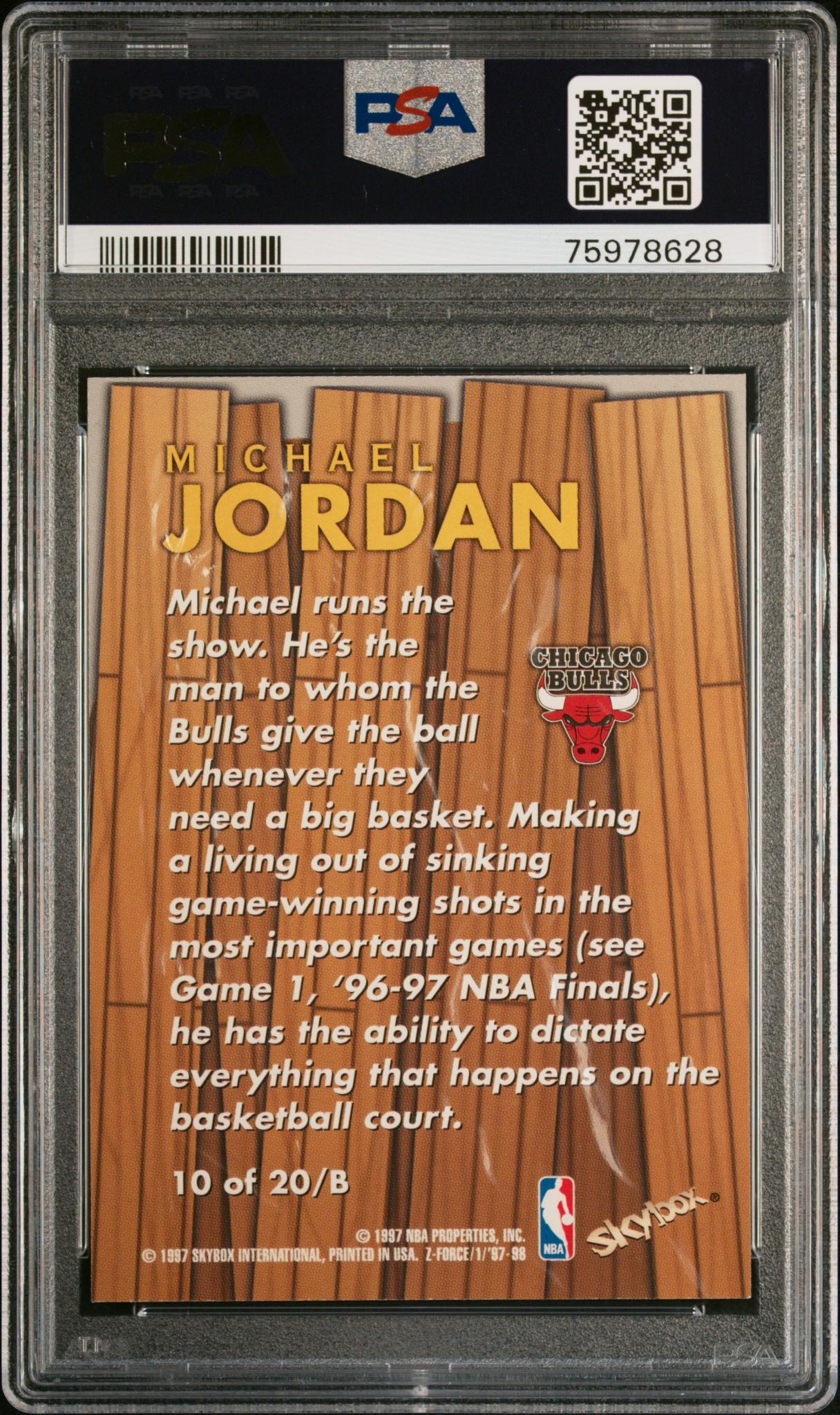 1997 SkyBox Z-Force Boss Michael Jordan #10 PSA 9