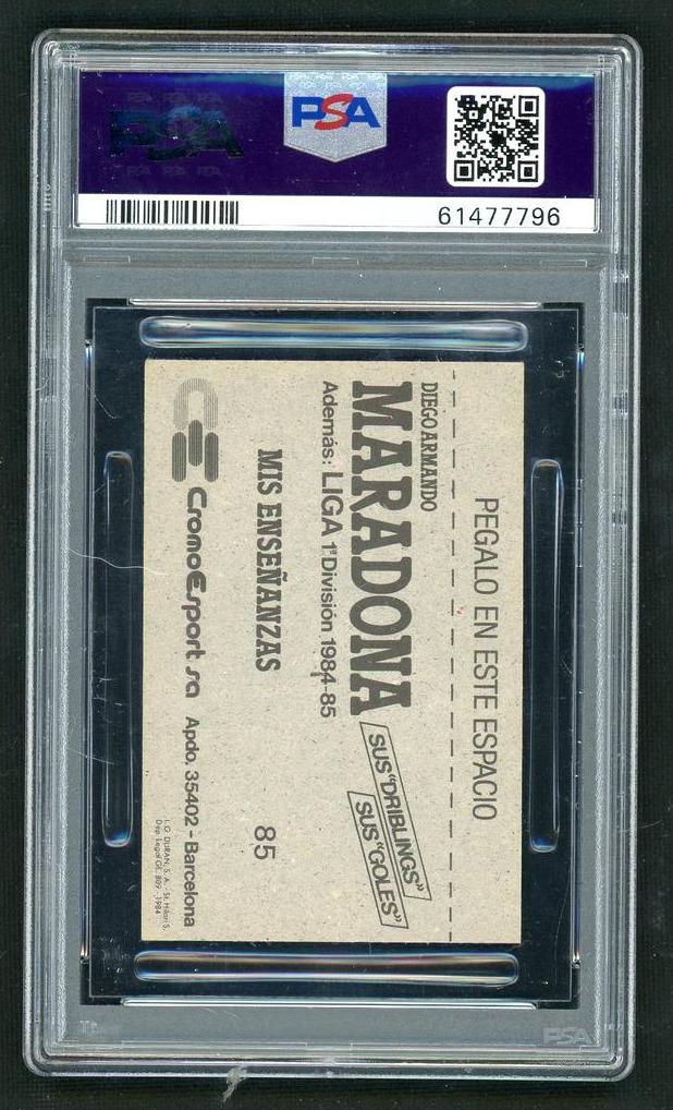 1984 Cromo Esport Sus "Driblings" Sus "Goles" Diego Maradona #85 PSA 6