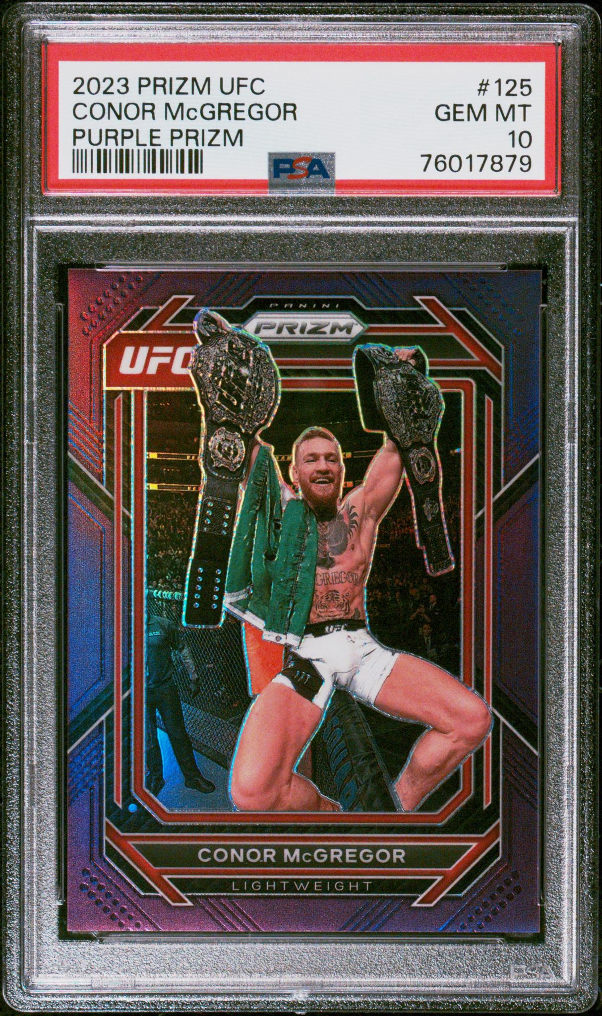 2023 Panini Prizm UFC Purple Prizm Conor McGregor #125 /149 PSA 10