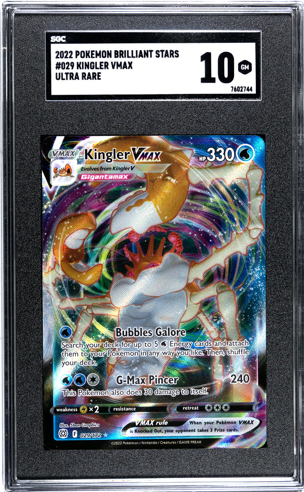 2022 Pokémon Brilliant Stars Kingler VMAX #029 Ultra Rare SGC 10