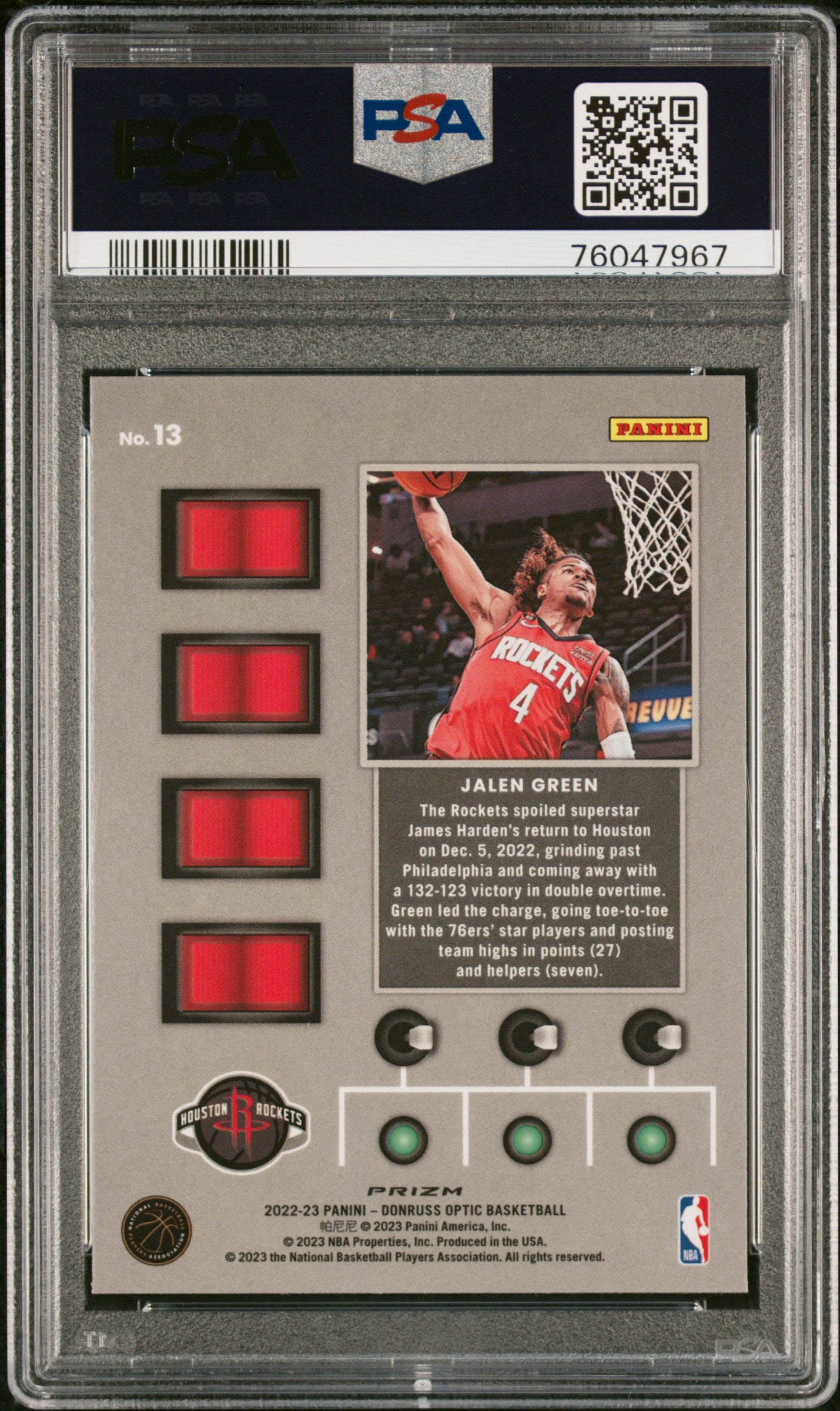 2022 Panini Donruss Optic T-Minus 3...2...1... #13 Jalen Green Holo PSA 10
