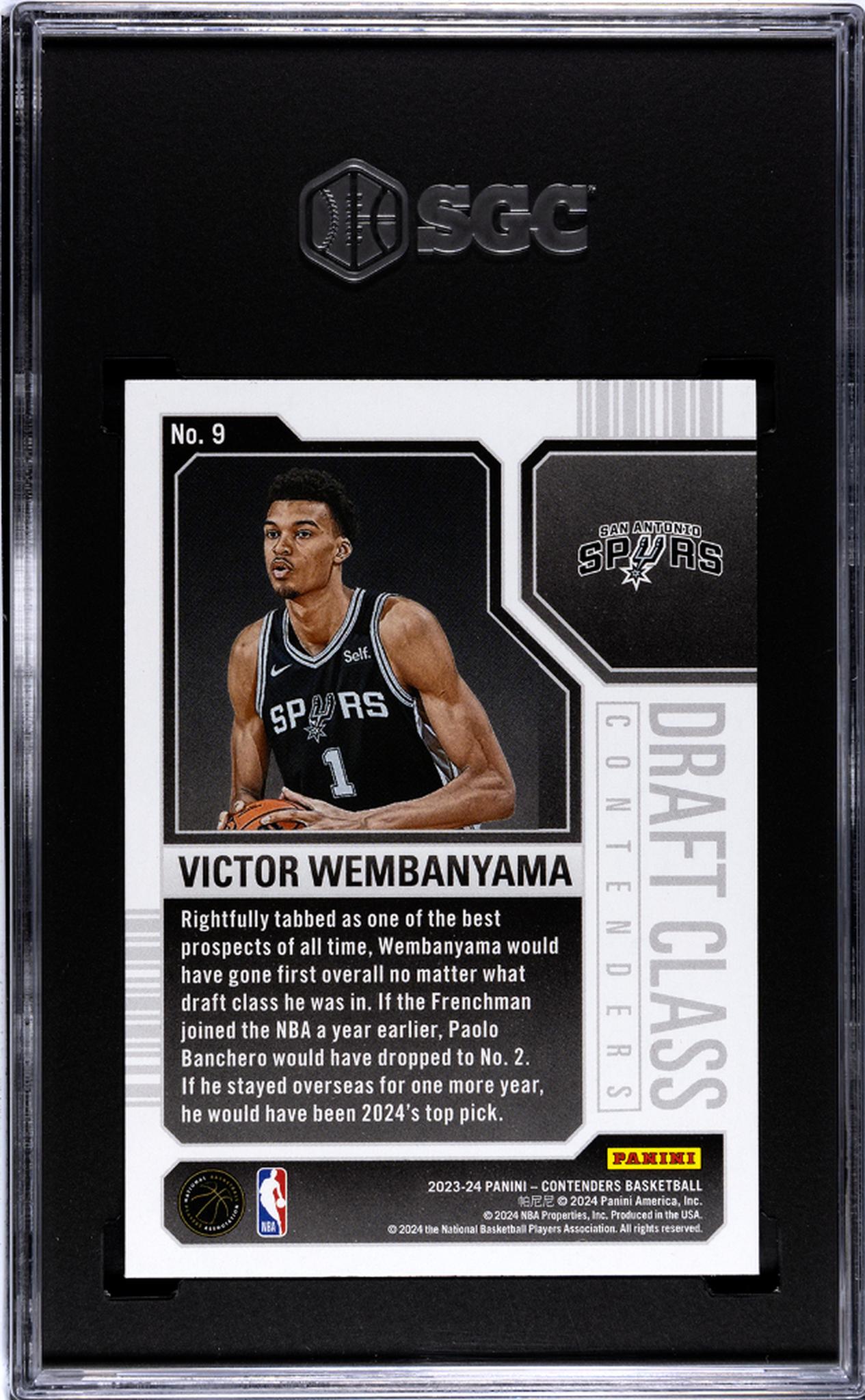 2023-24 Panini Contenders Draft Class Victor Wembanyama #9 RC SGC 8