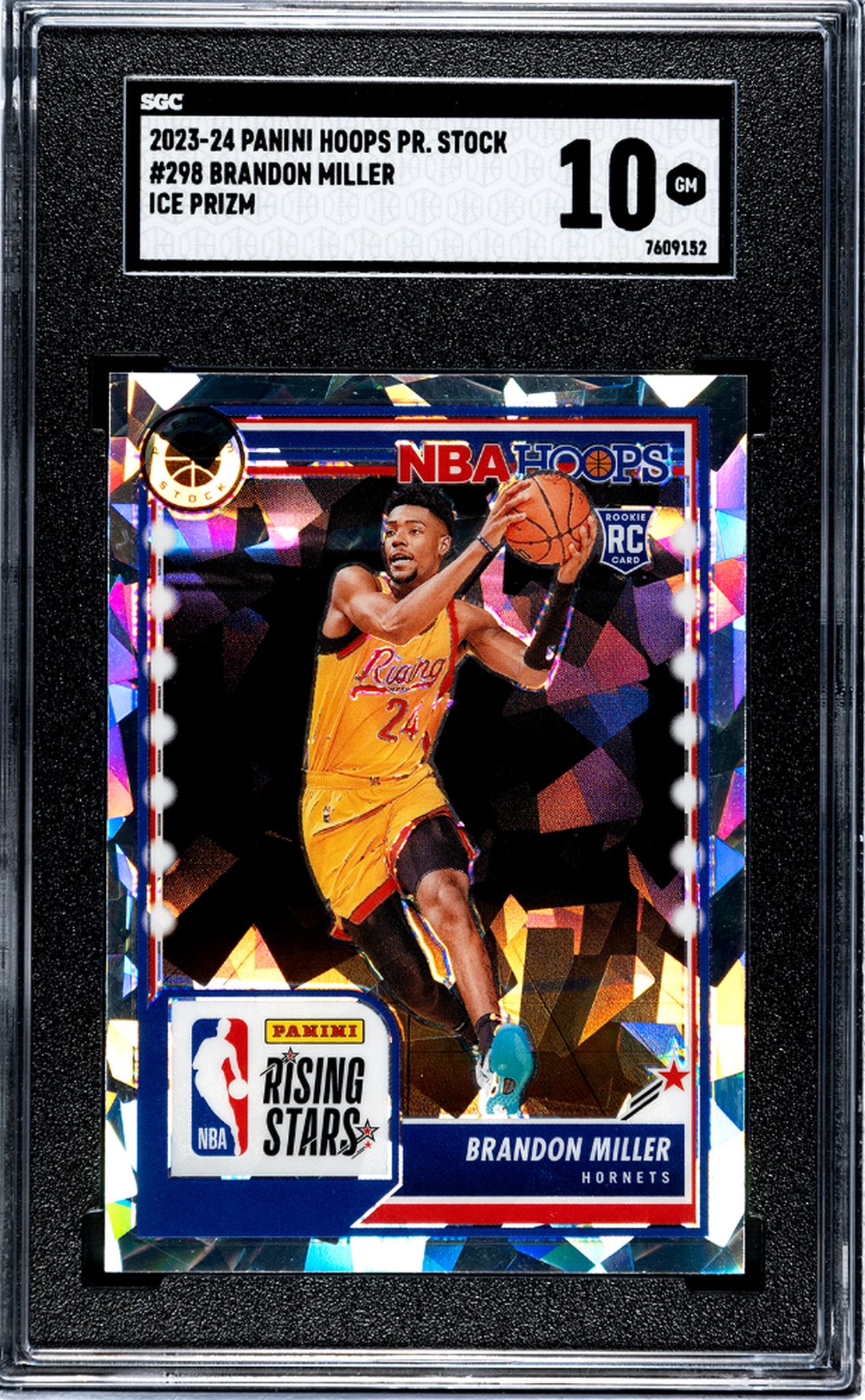 2023-24 Panini Hoops Premium Stock #298 Brandon Miller Ice Prizm SGC 10